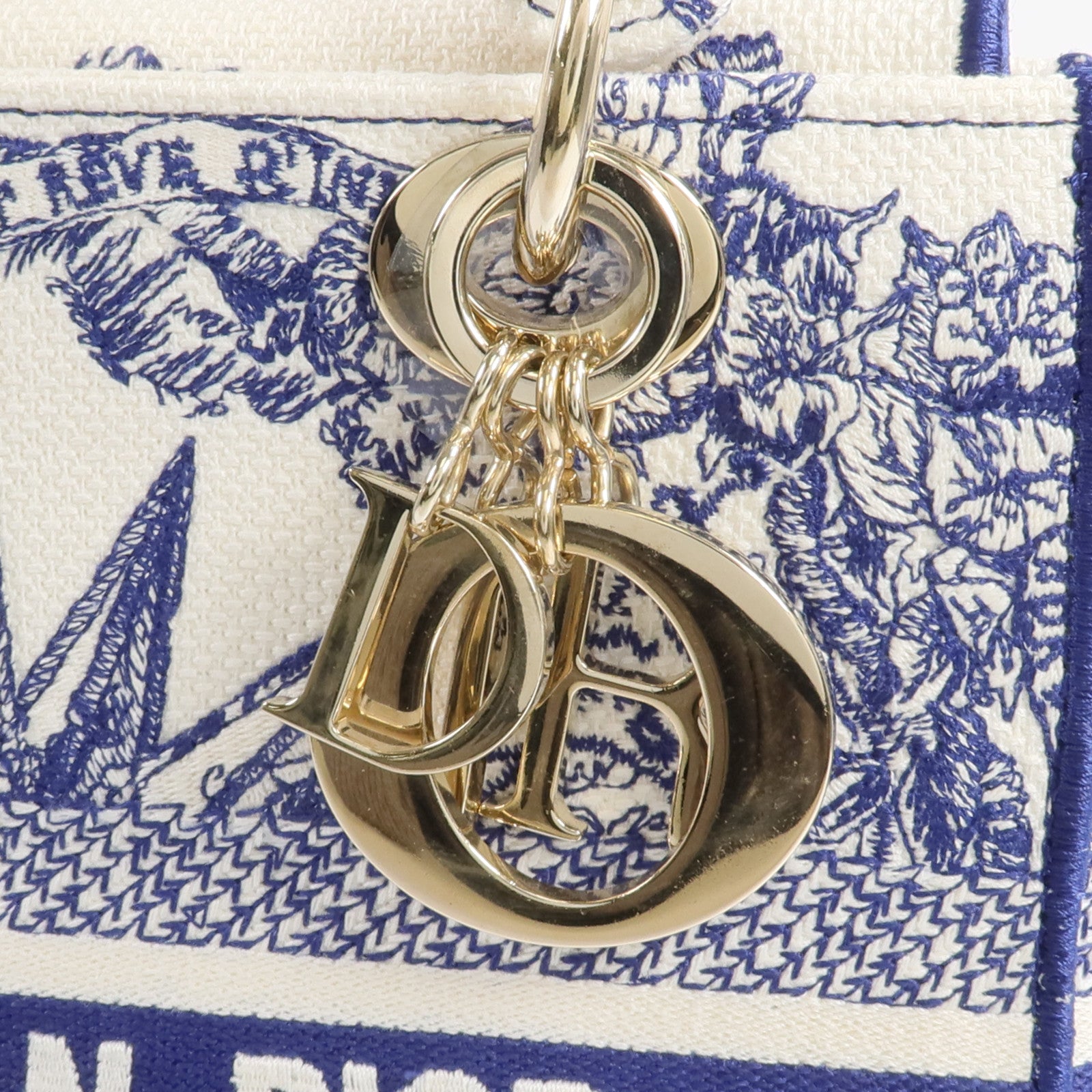 Dior 帆布Lady Dior金扣手挽肩背兩用袋