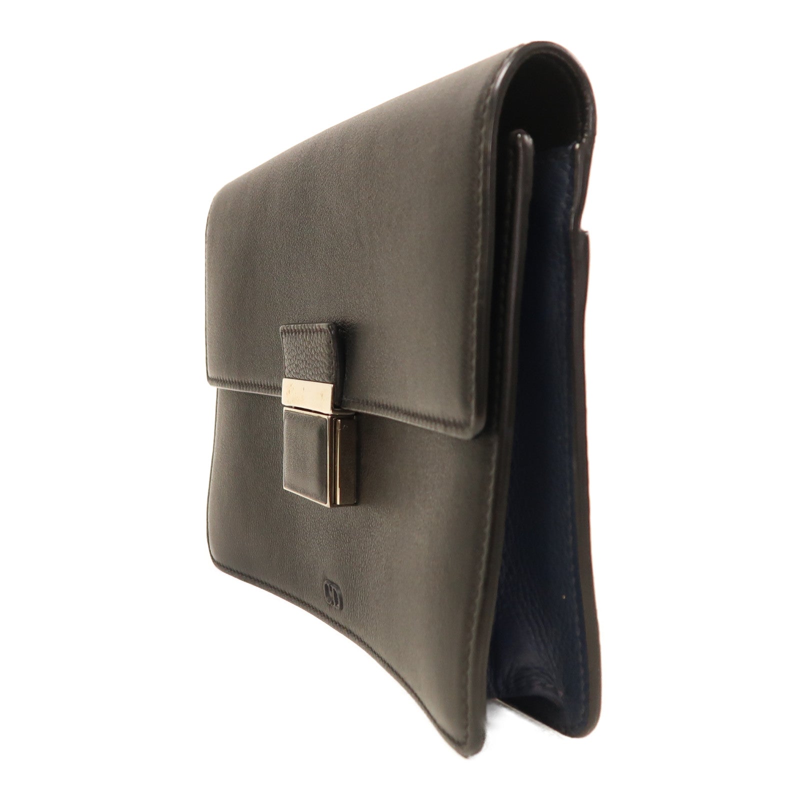 Dior 牛皮皮革Pouch銀扣手拿包黑色