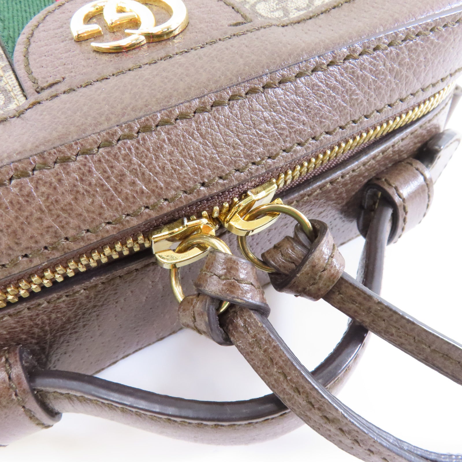 GUCCI 塗層帆布Ophidia GG Mini Supreme金扣手挽肩背兩用袋啡色
