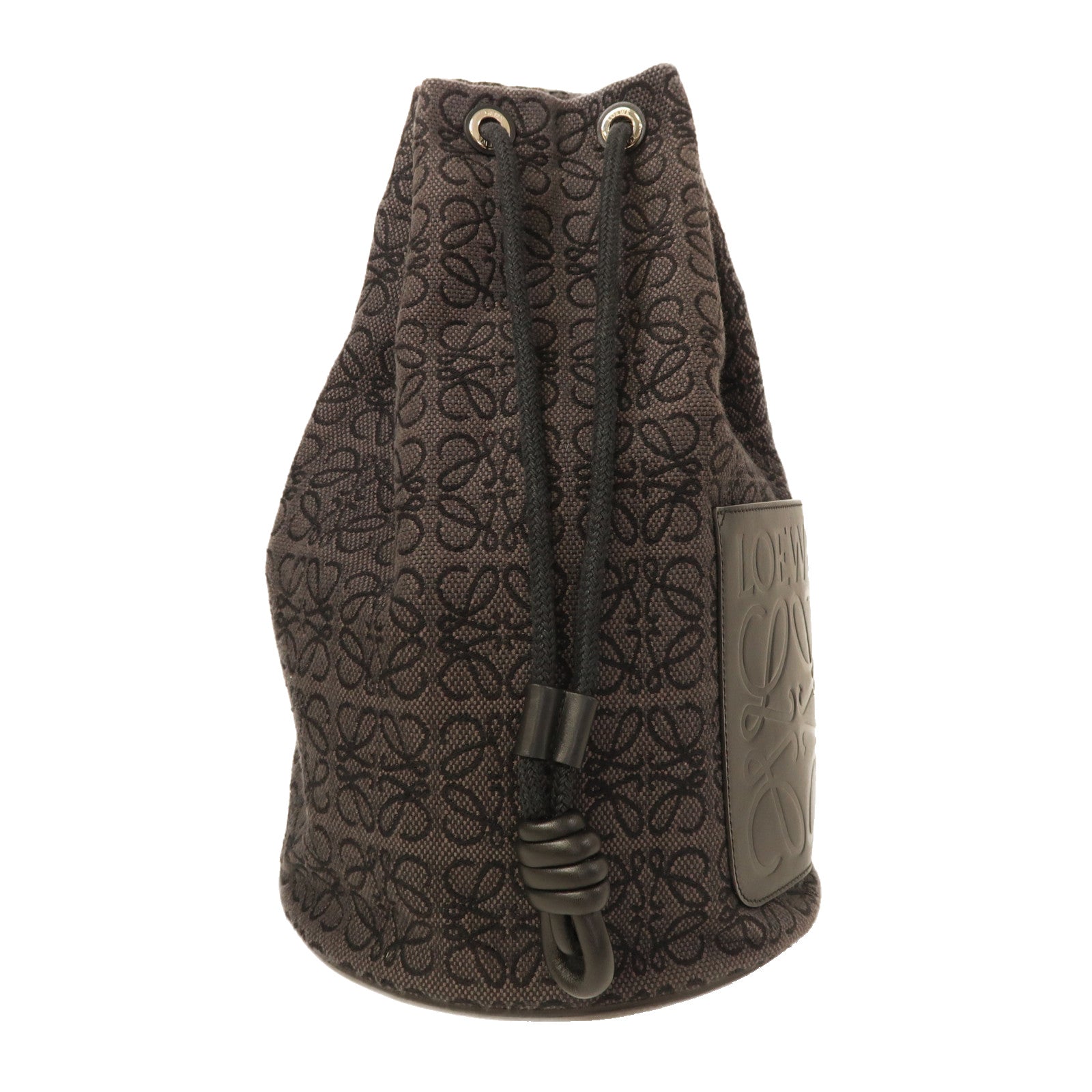LOEWE 帆布Bolso Balloon銀扣背包黑色