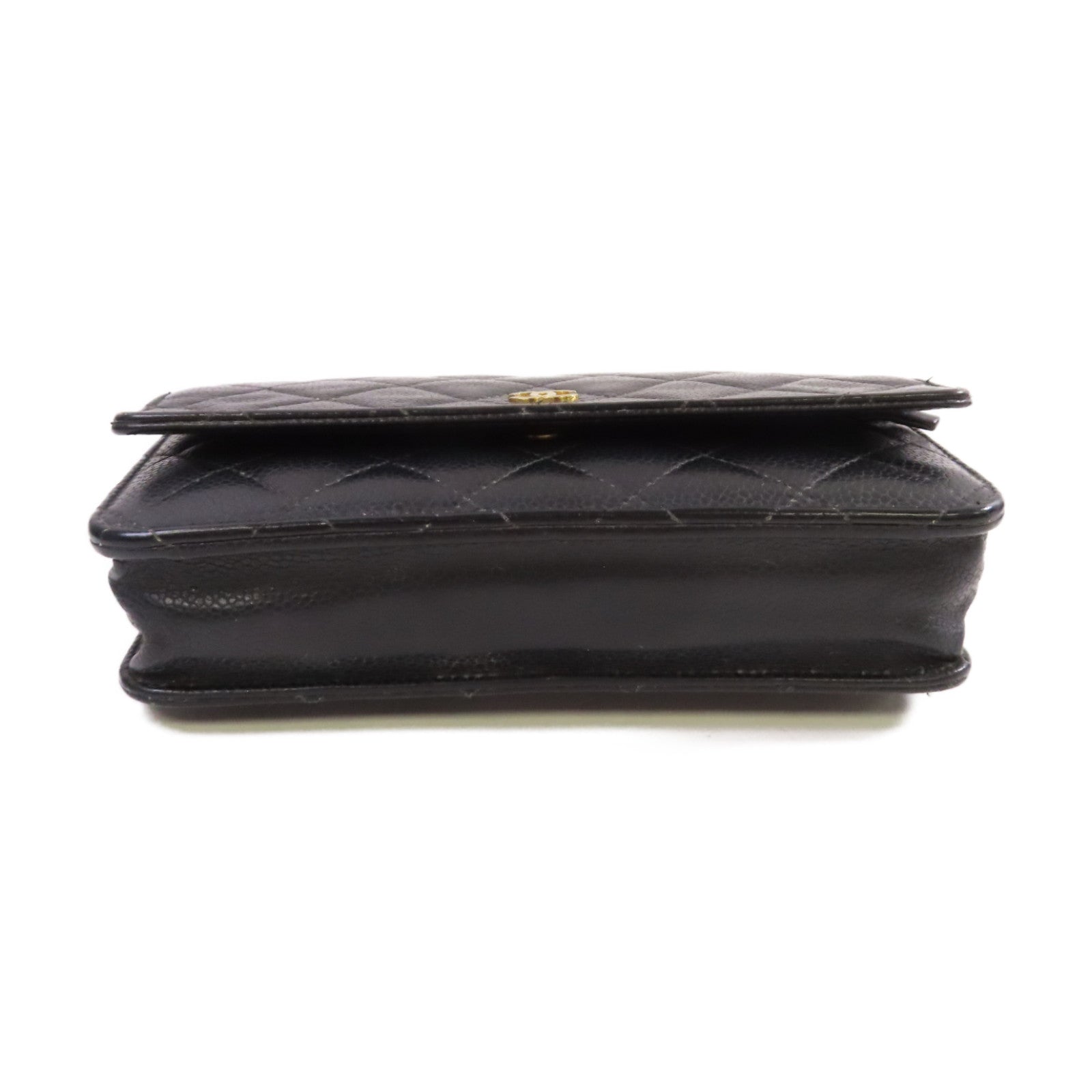 CHANEL 【激減優惠】菱格Caviar皮革WOC Wallet On Chain Shoulder Bag金扣鏈帶肩背袋黑色