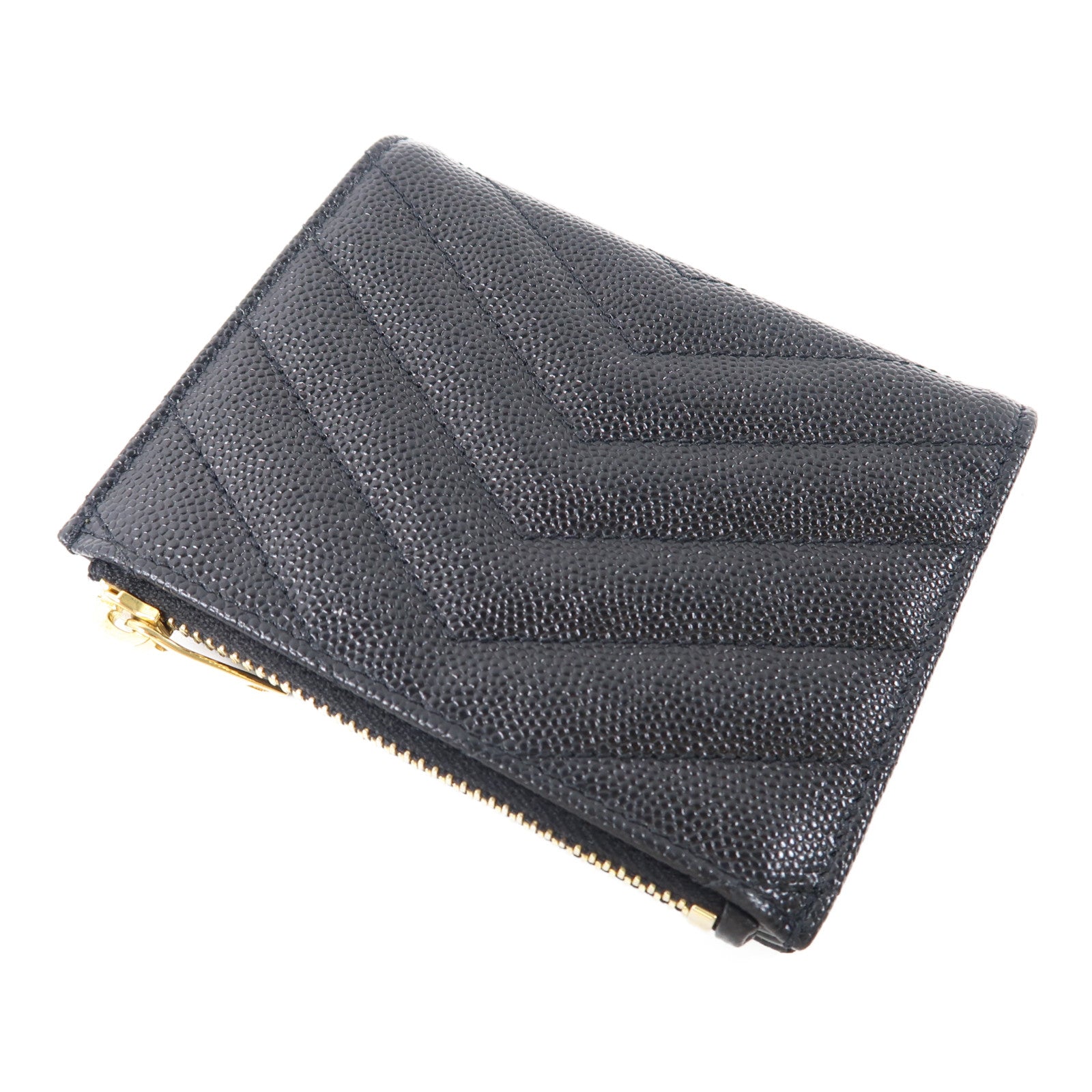 SAINT LAURENT 牛皮皮革Wallet金扣錢包黑色