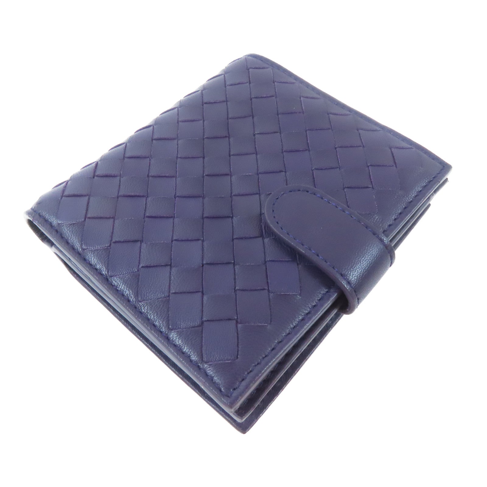 BOTTEGA VENETA 【激減優惠】羊皮皮革Wallet金扣錢包紫色