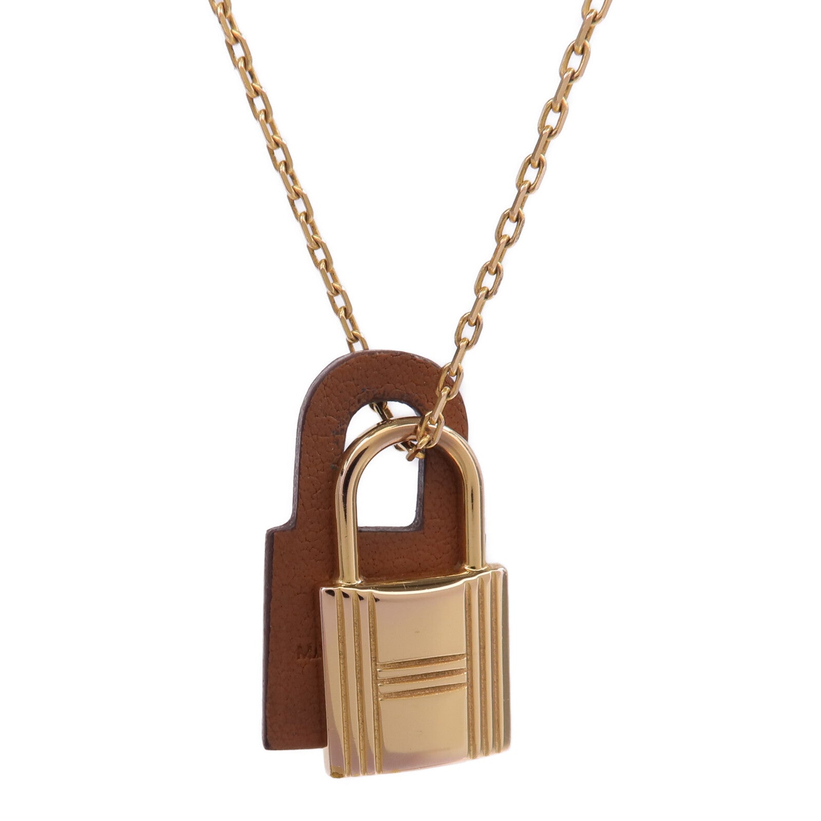 HERMES 金屬/Swift皮革O'Kelly Pendant Necklace項鍊Gold