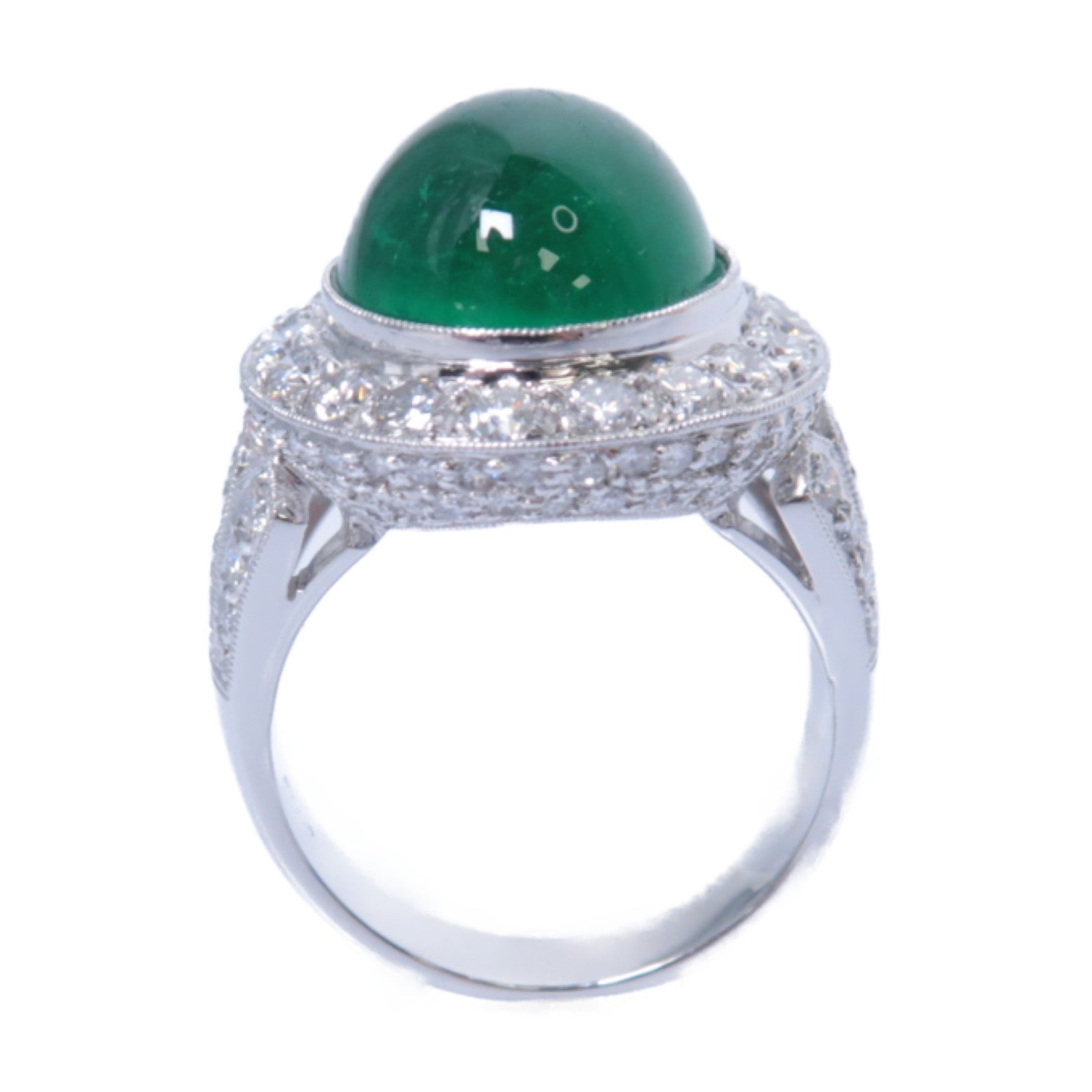 JEWELRY 【激減優惠】PT900鉑金Emerald Ring綠寶石戒指US#6.5