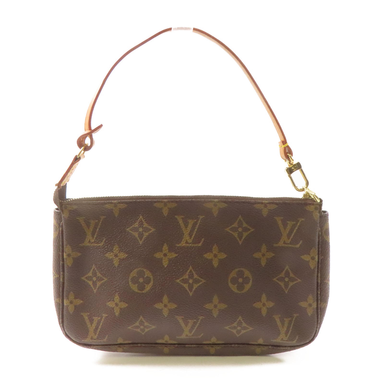 LOUIS VUITTON Monogram Pochette Accessories金扣手拿包啡色