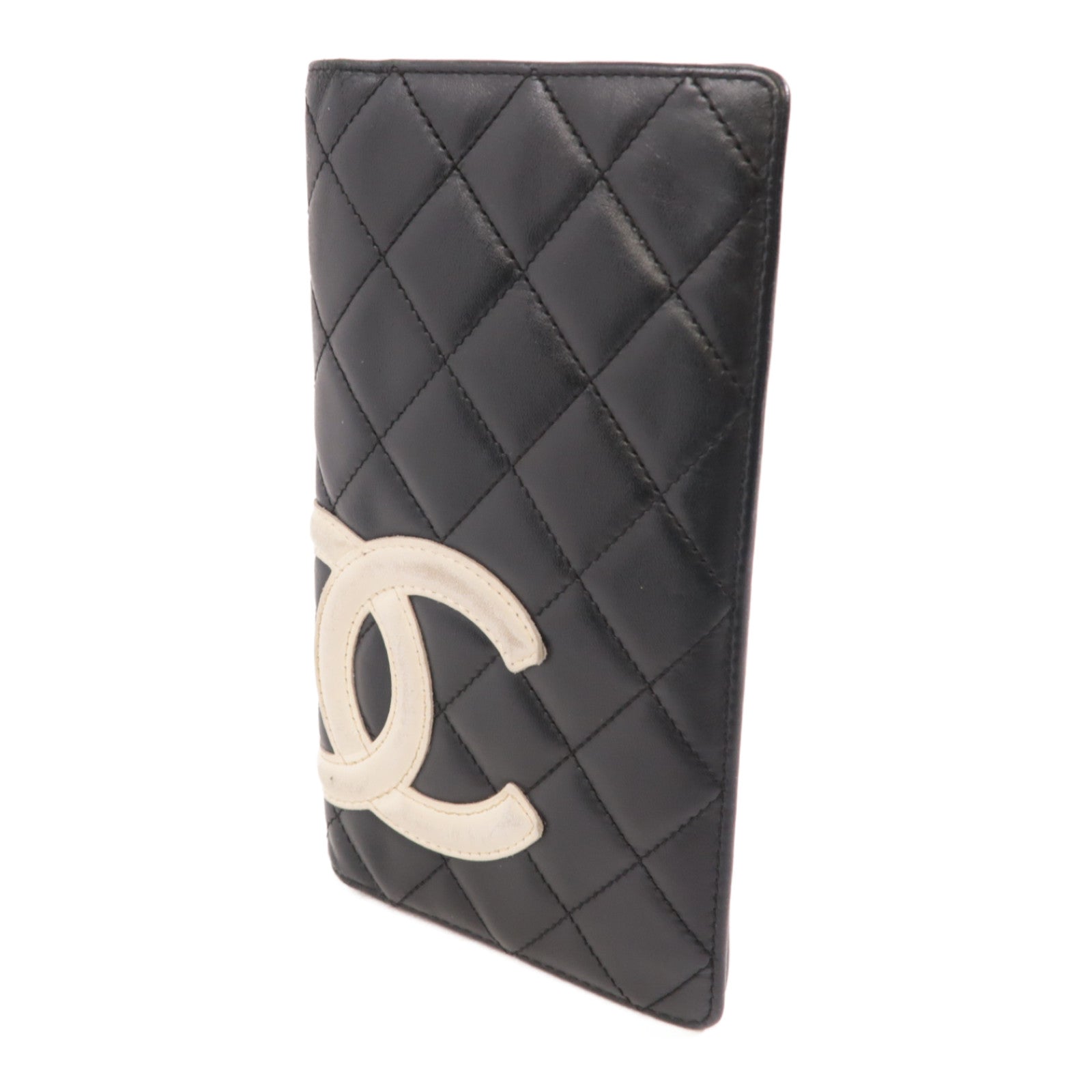 CHANEL 菱格牛皮皮革Cambon Long Wallet銀扣長錢包黑色