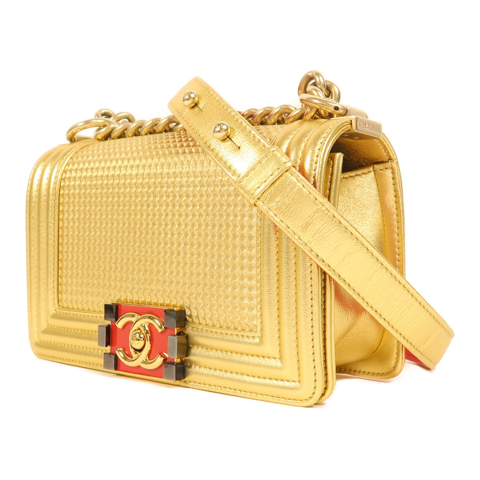 CHANEL 牛皮皮革Boy 20鏈帶肩背袋