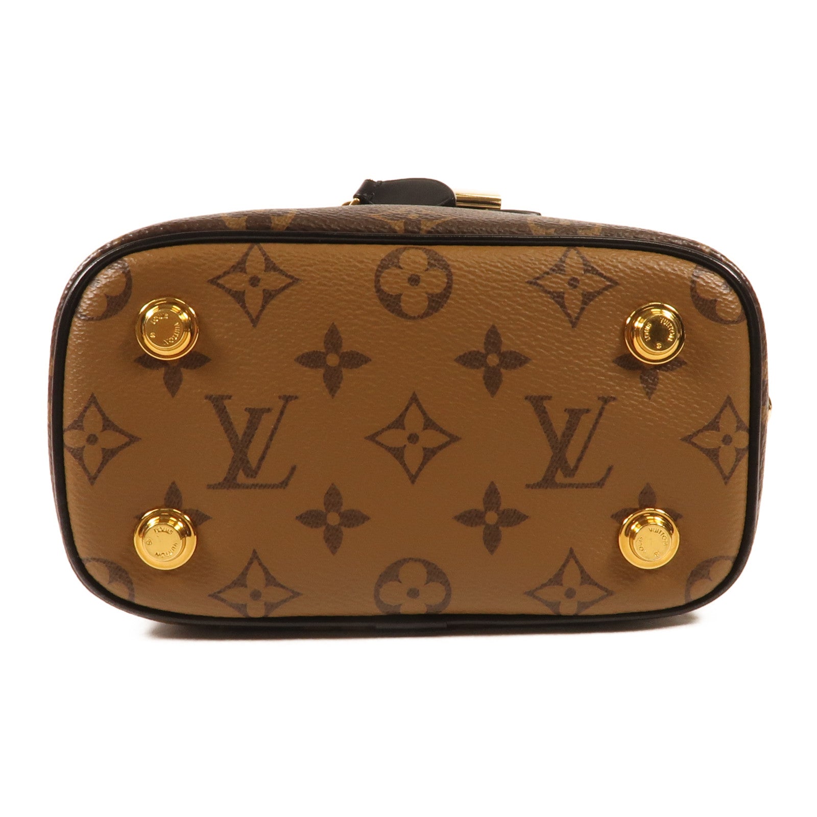 LOUIS VUITTON Monogram Reverse Vanity PM金扣手挽肩背兩用袋棕色