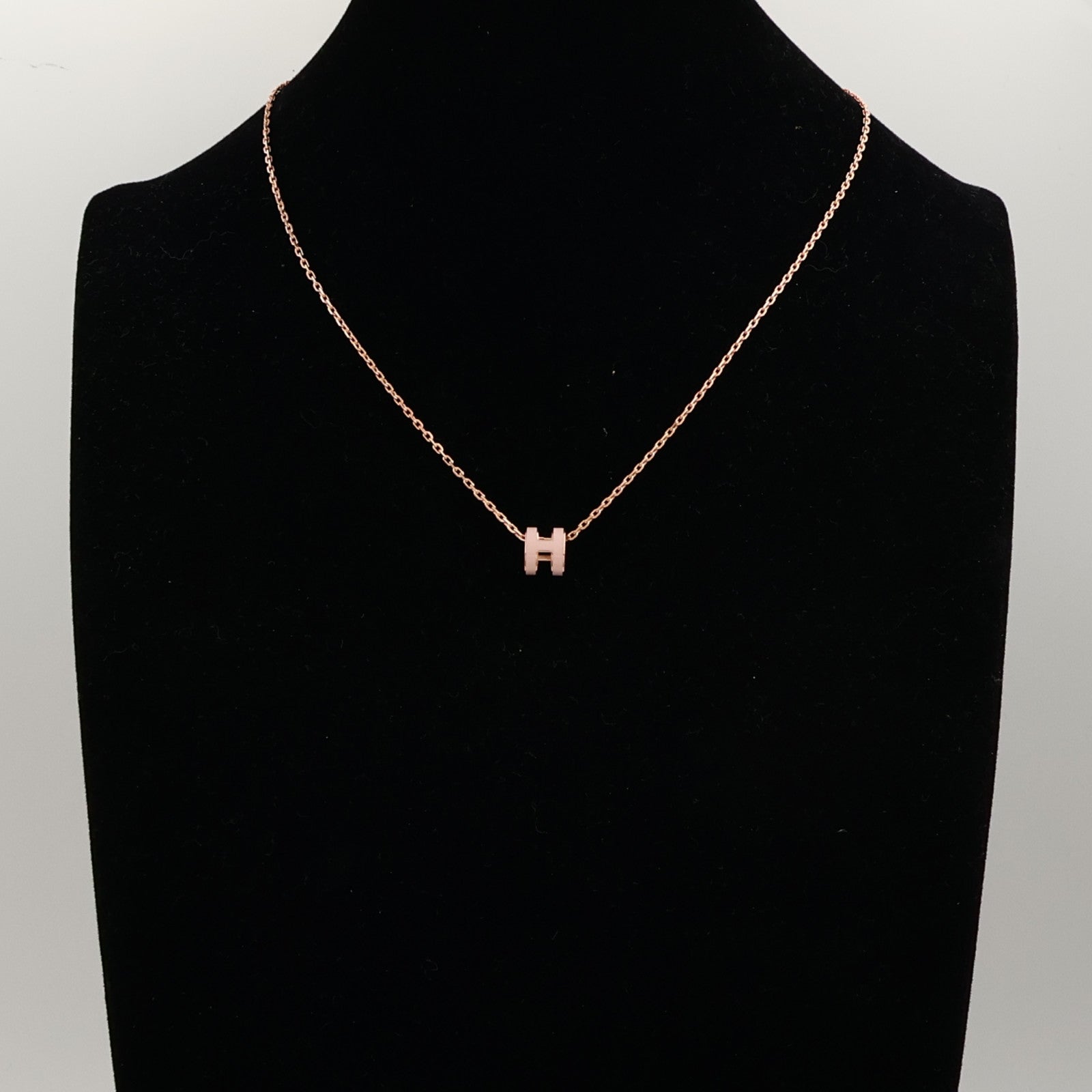 HERMES 金屬/琺瑯Mini Pop H Necklace項鍊Rose Sakura