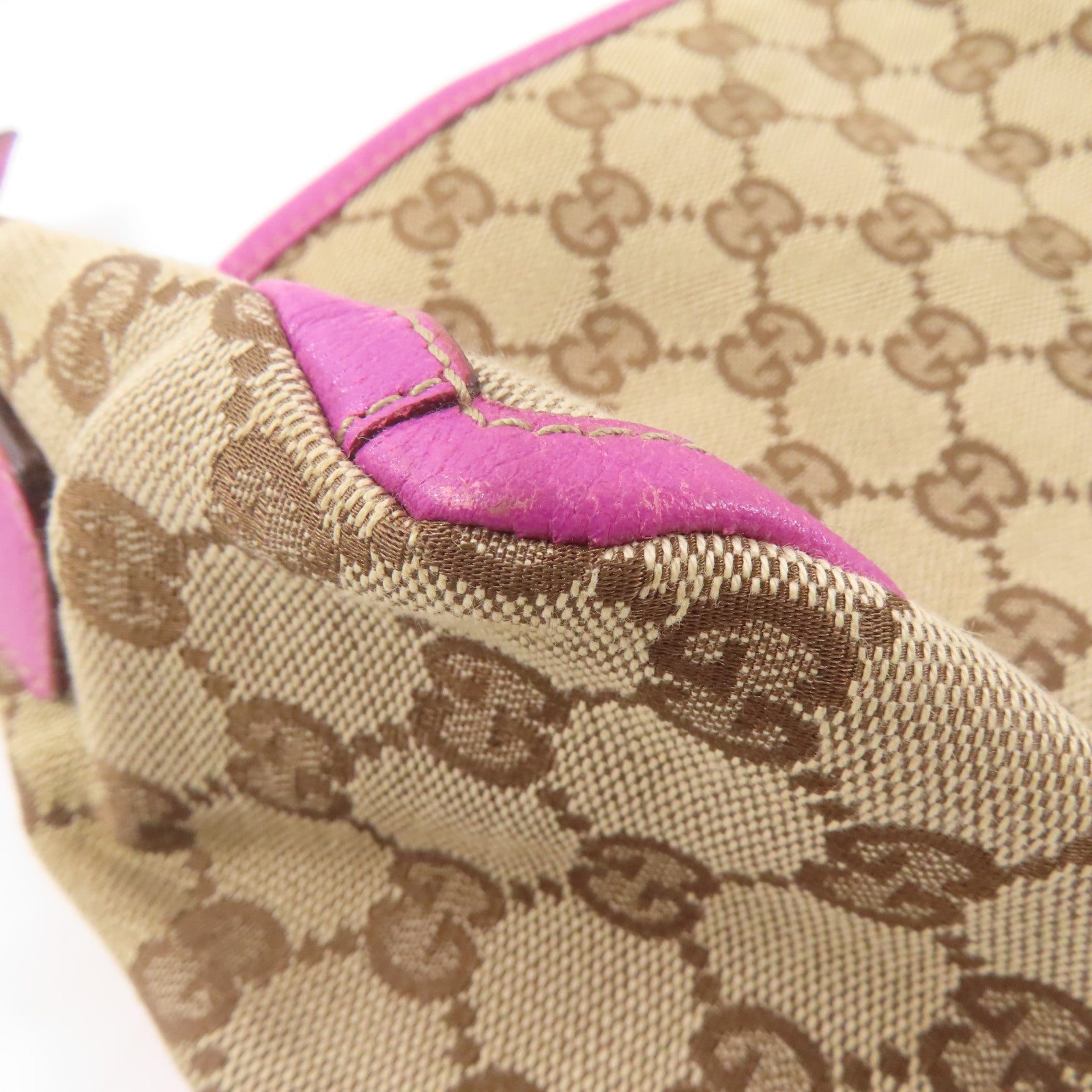 GUCCI 帆布Abbey Hand Bag金扣手挽袋棕色/紫色