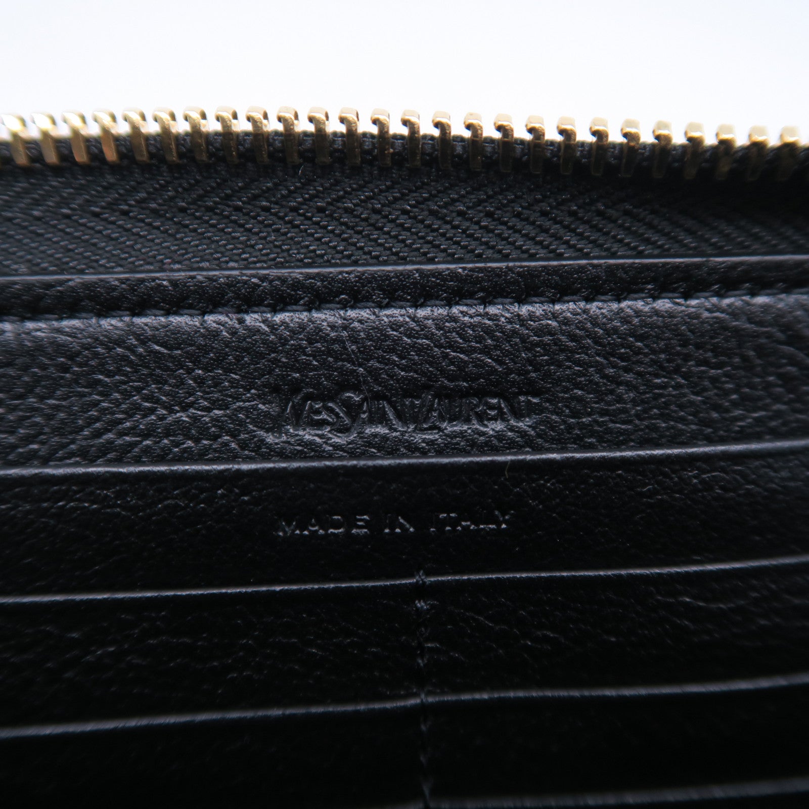 YVES SAINT LAURENT 【激減優惠】牛皮皮革Long Wallet金扣長錢包黑色