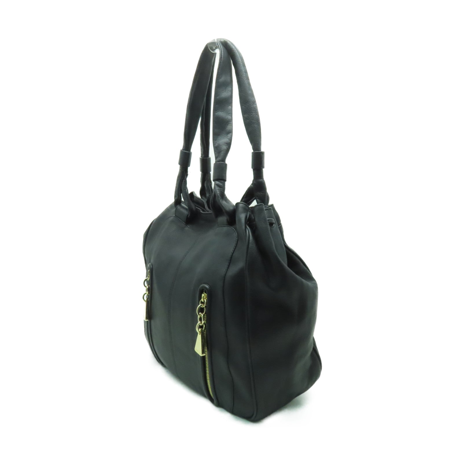 SEE BY CHLOE 【清倉大減價】牛皮皮革Shoulder Bag金扣肩背袋黒色