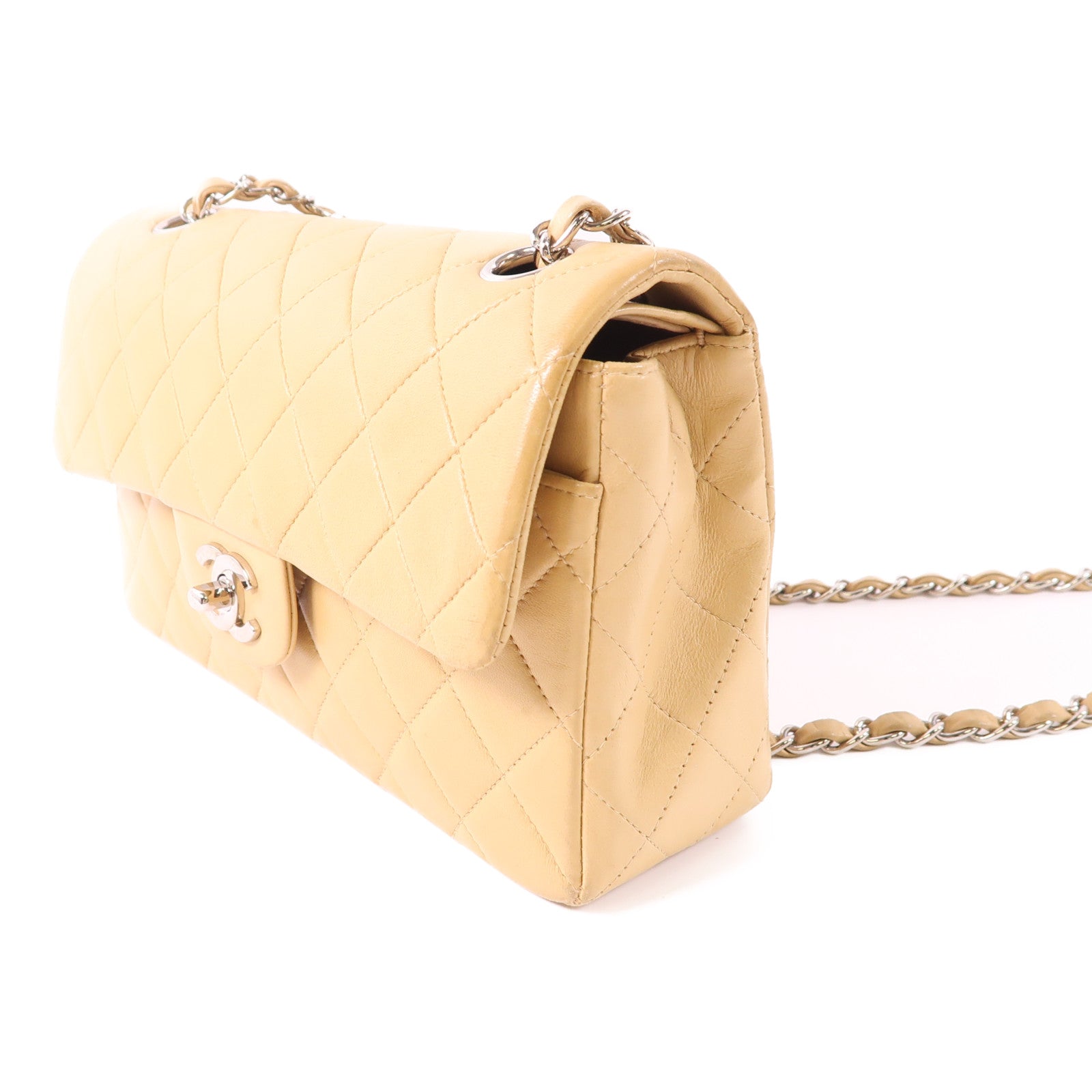 CHANEL 羊皮皮革Vintage Classic 23銀扣鏈帶肩背袋