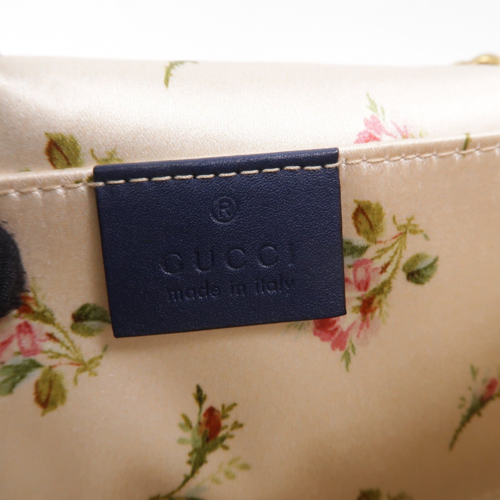 GUCCI 牛仔布GG Marmont鏈帶肩背袋