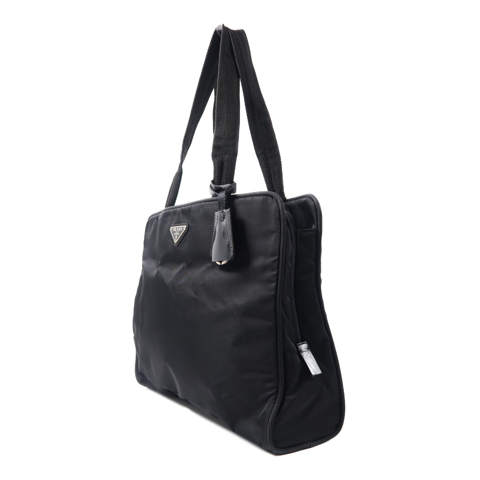 PRADA 尼龍Hand Bag銀扣手挽袋黑色