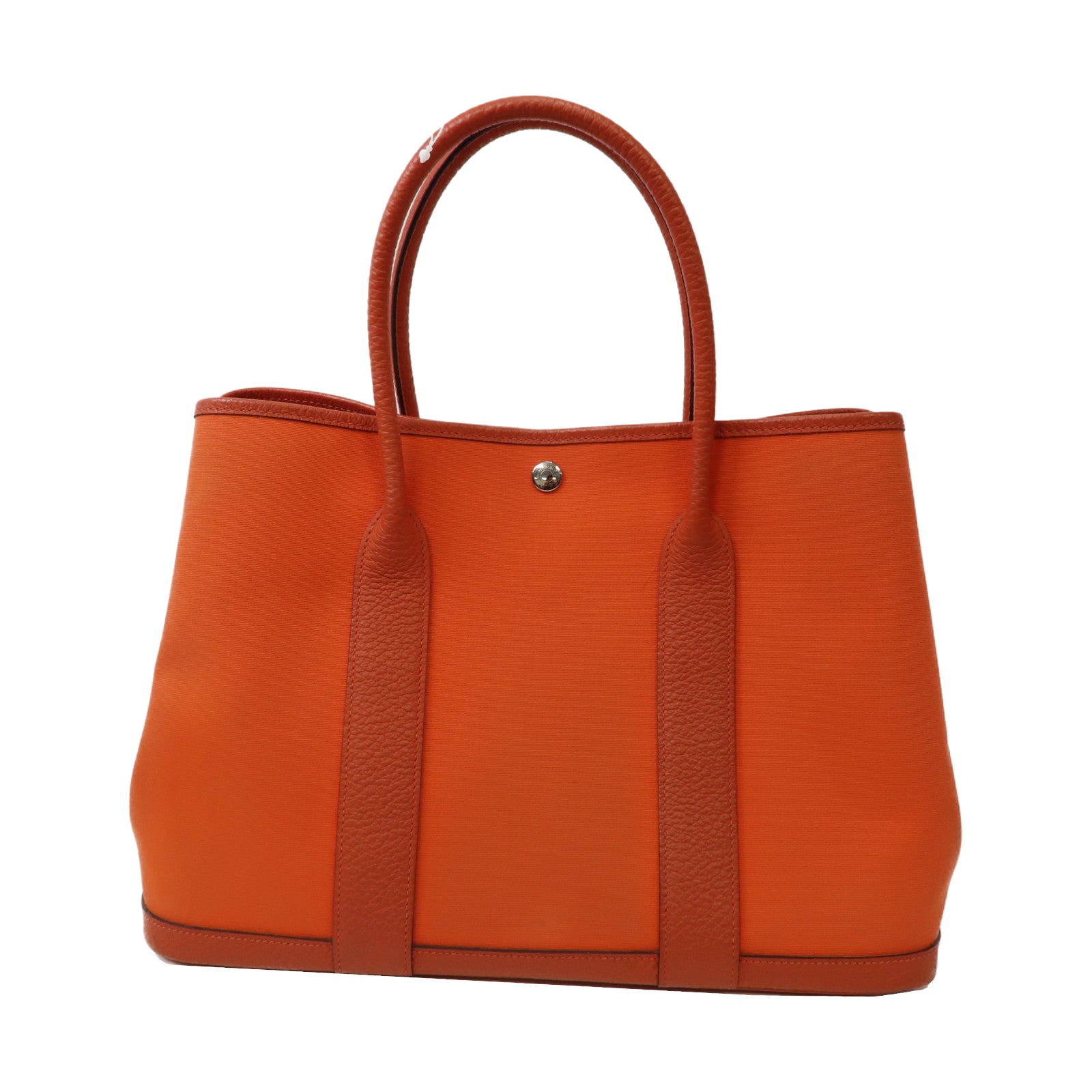 HERMES 【激減優惠】Toile H帆布Garden Party 42cm銀扣手挽袋橙色
