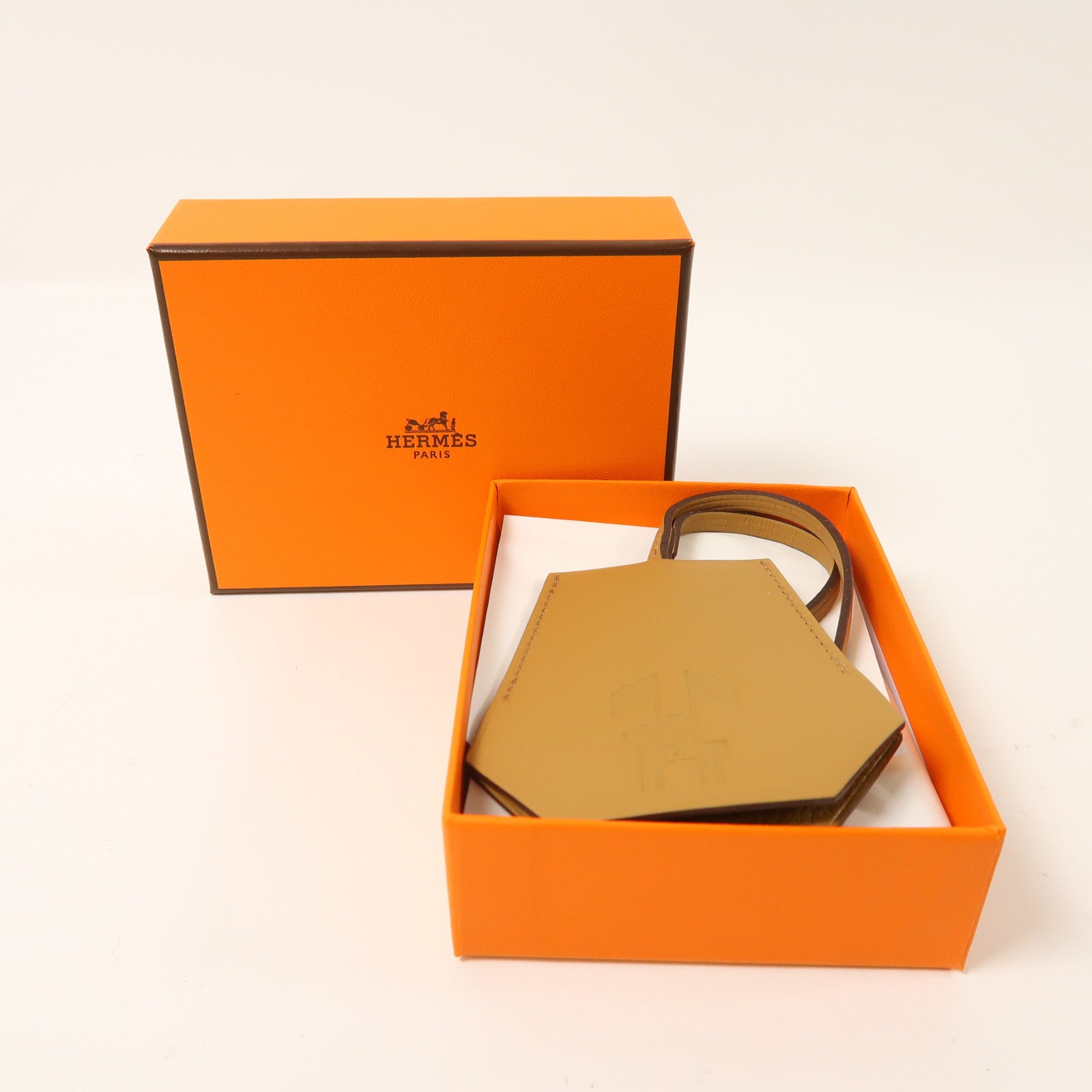 HERMES 【激減優惠】Swift皮革Key Ring銀扣鑰匙扣啡色