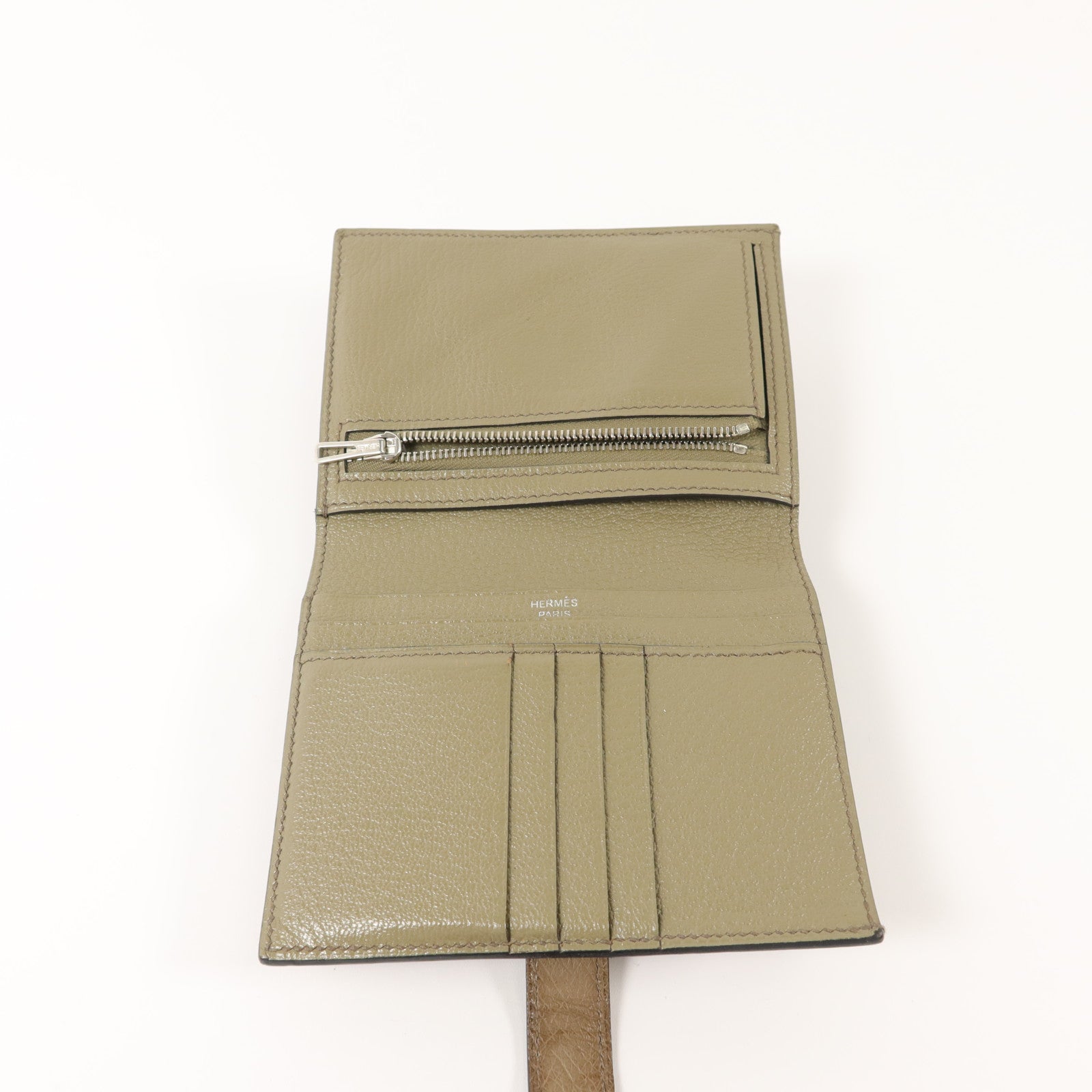 HERMES 鴕鳥皮革Bearn Bifold Wallet錢包Mousse