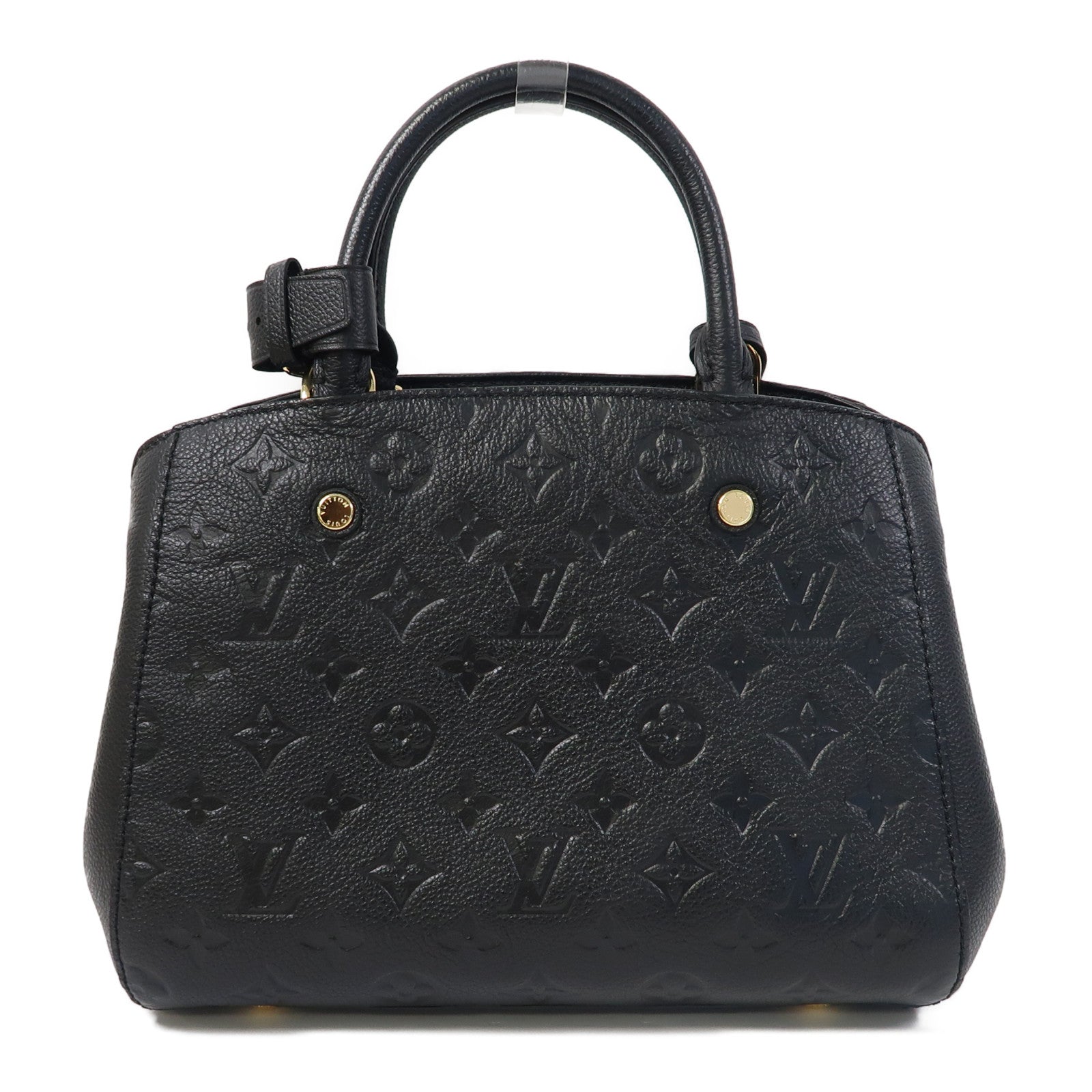 LOUIS VUITTON Monogram Empreinte Montaigne BB金扣手挽肩背兩用袋黑色