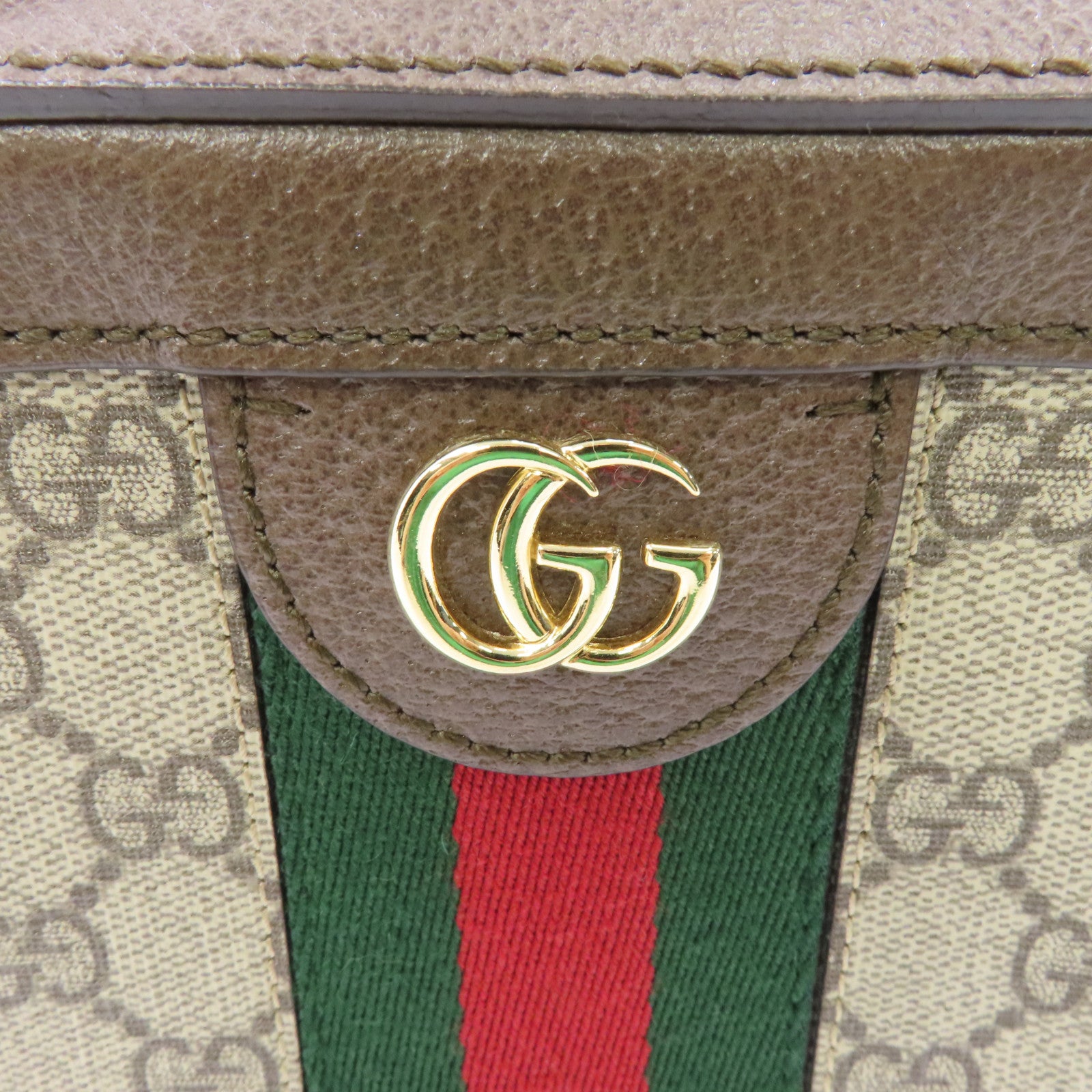 GUCCI 塗層帆布Ophidia GG Mini Supreme金扣手挽肩背兩用袋啡色