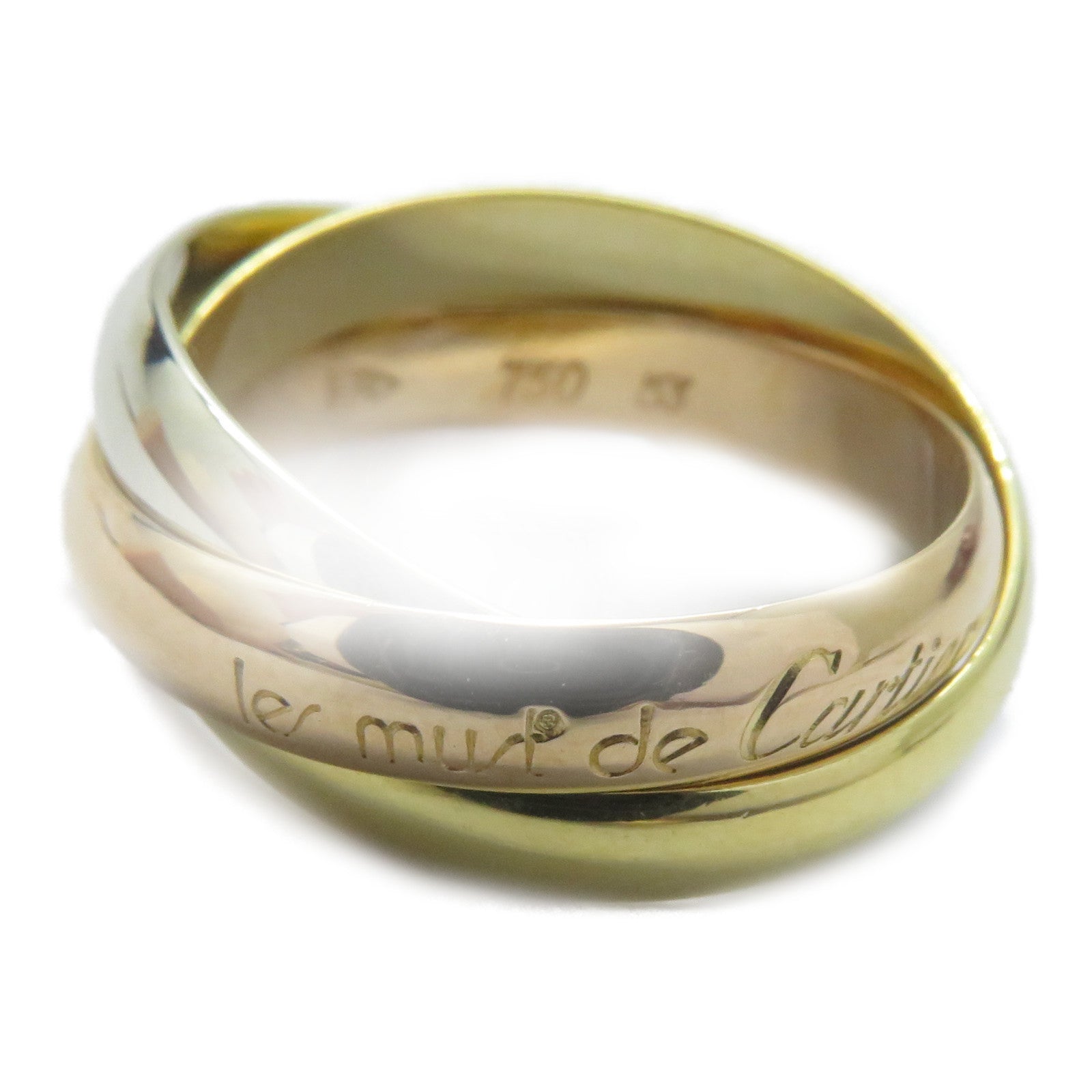 CARTIER 18K黃金/白金/玫瑰金Trinity戒指Cartier#53/US#6.5