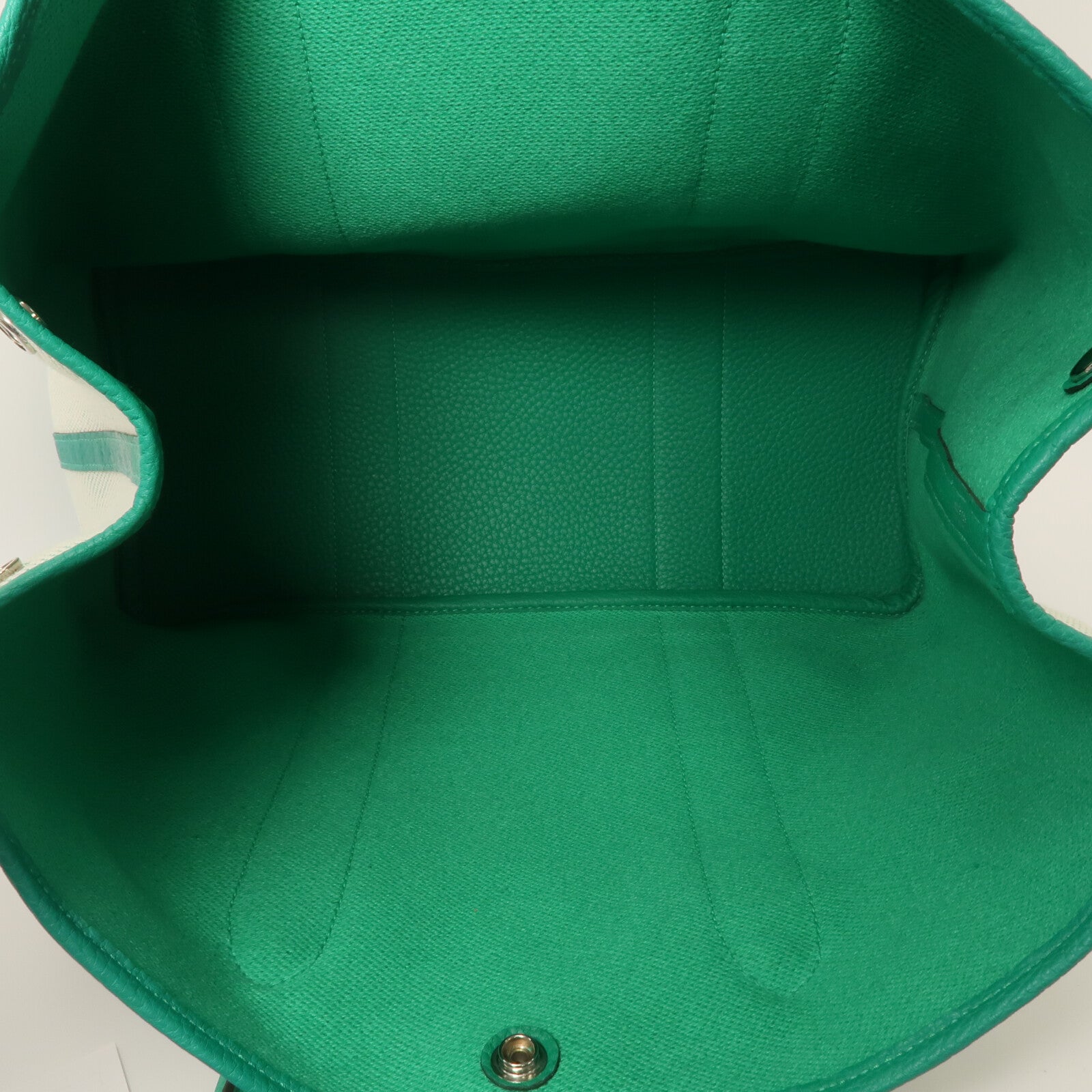 HERMES Negonda皮革/Canvas Garden Party PM手挽袋Menthe