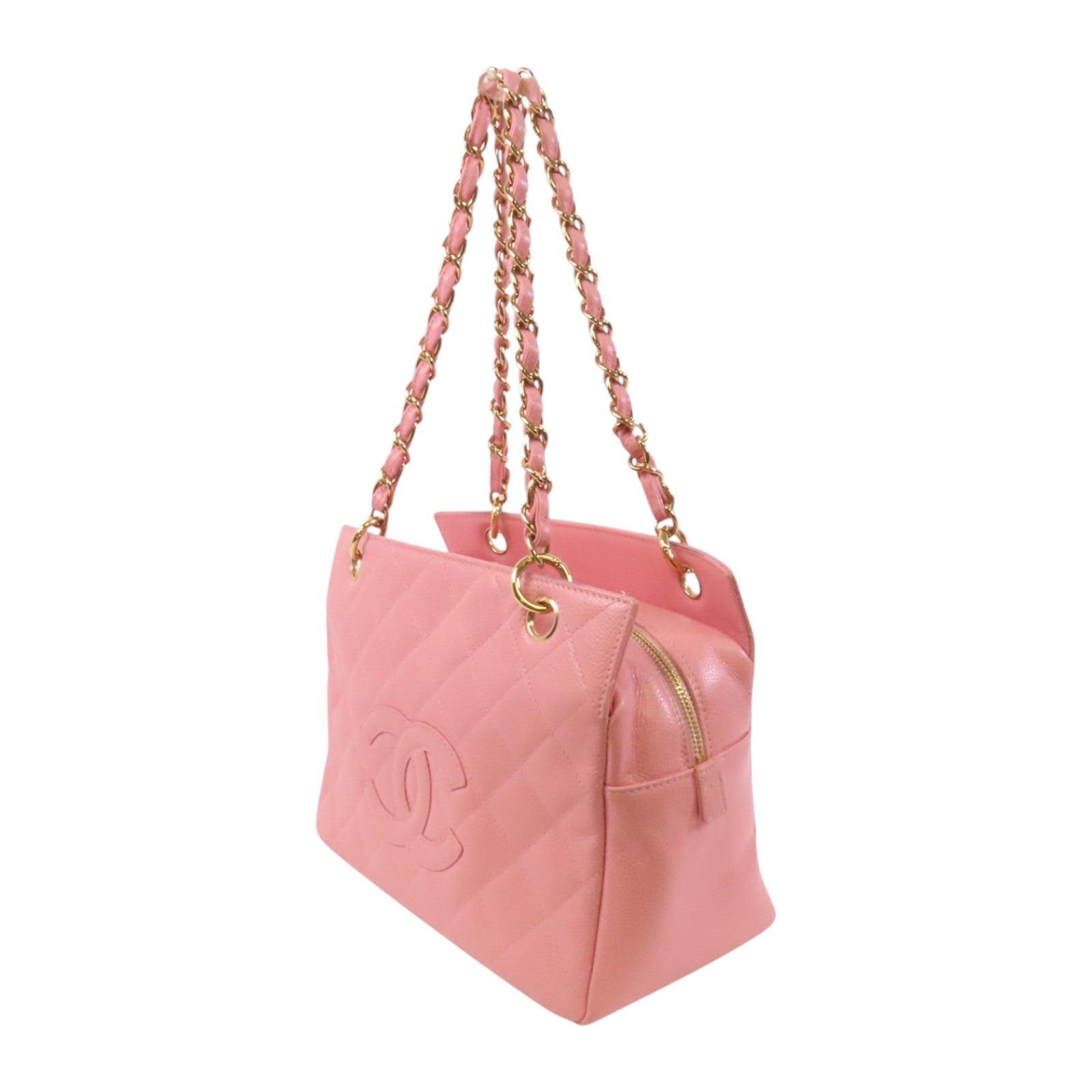 CHANEL 牛皮皮革Petite Timeless Tote Bag金扣鏈帶肩背袋