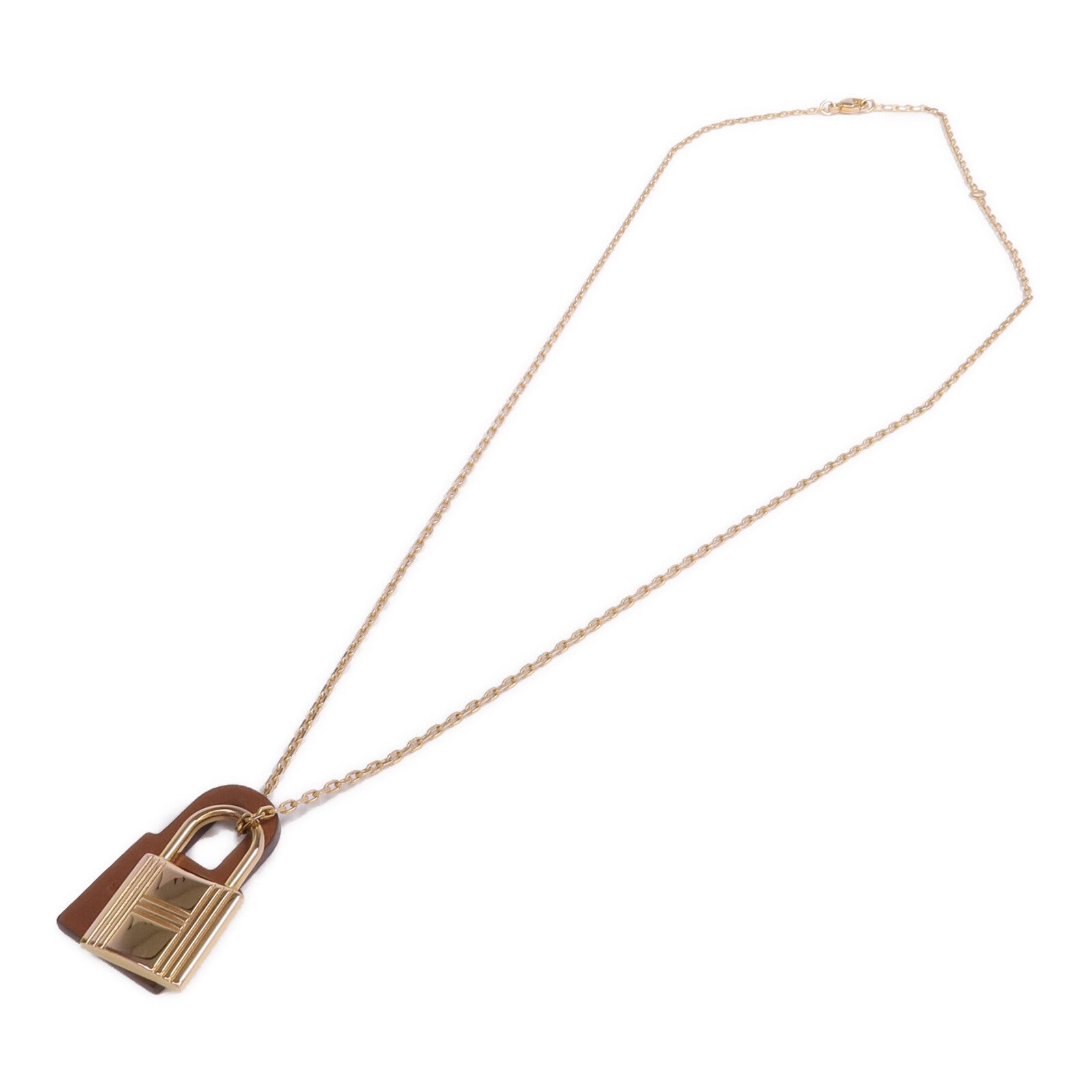 HERMES 金屬/Swift皮革O'Kelly Pendant Necklace項鍊Gold