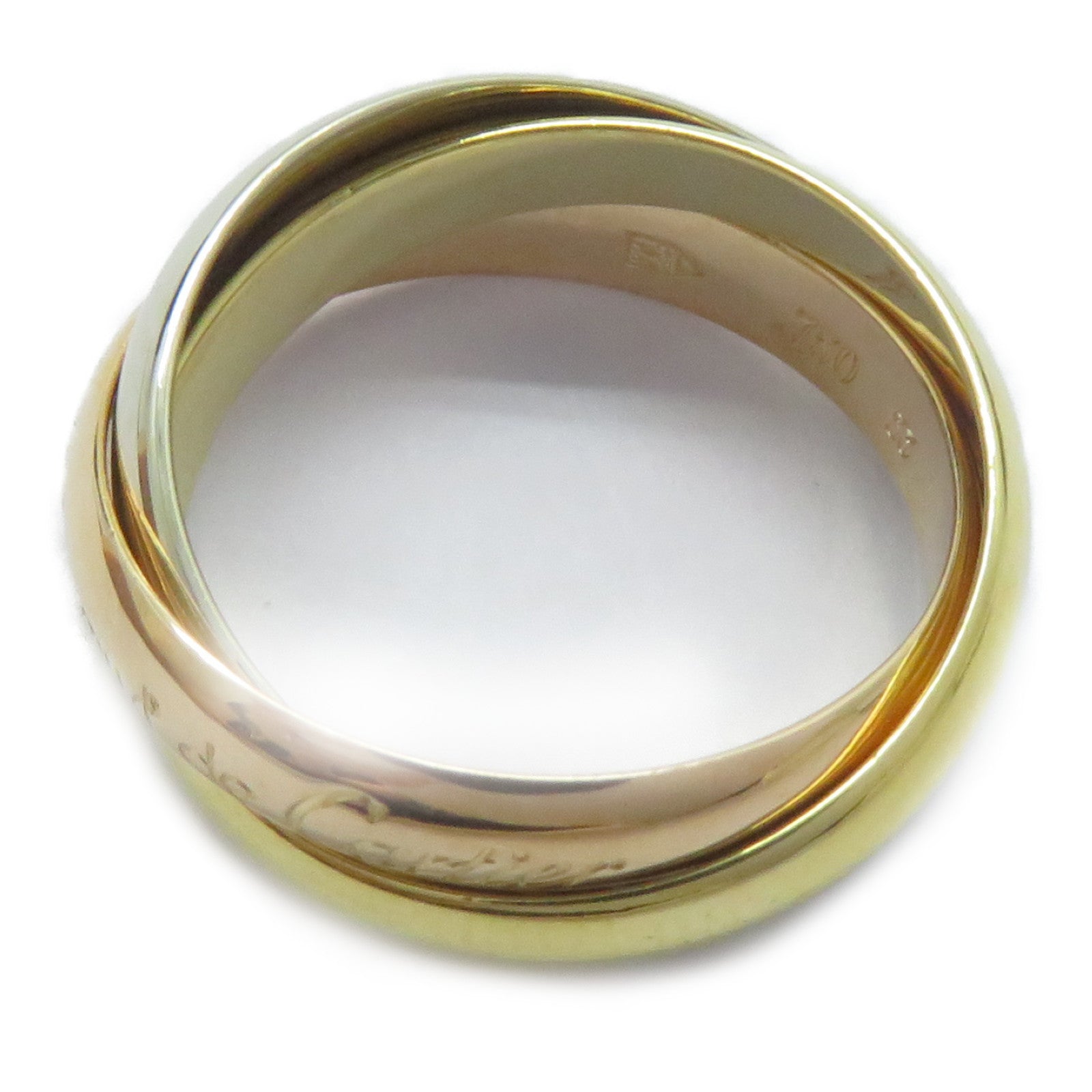 CARTIER 18K黃金/白金/玫瑰金Trinity戒指Cartier#53/US#6.5