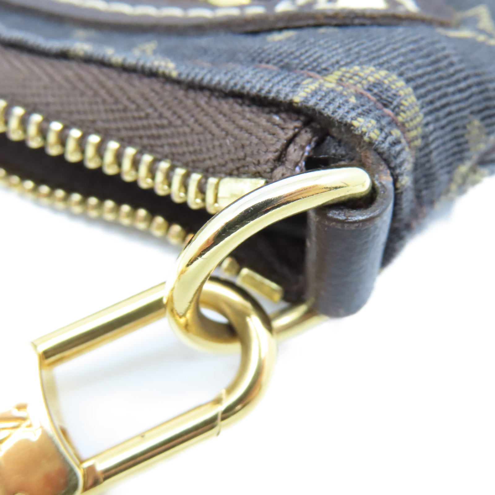 LOUIS VUITTON 【激減優惠】Monogram Mini Lin Pochette Accessoires金扣鏈帶肩帶袋啡色