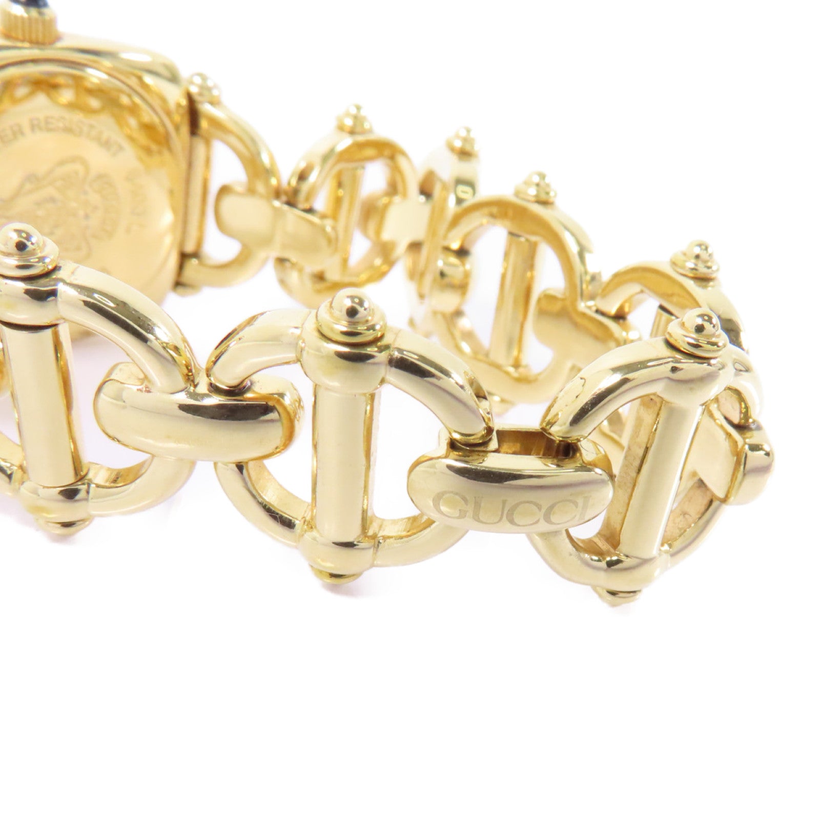 GUCCI Horsebit Chain Watch不鏽鋼手錶石英機芯白色