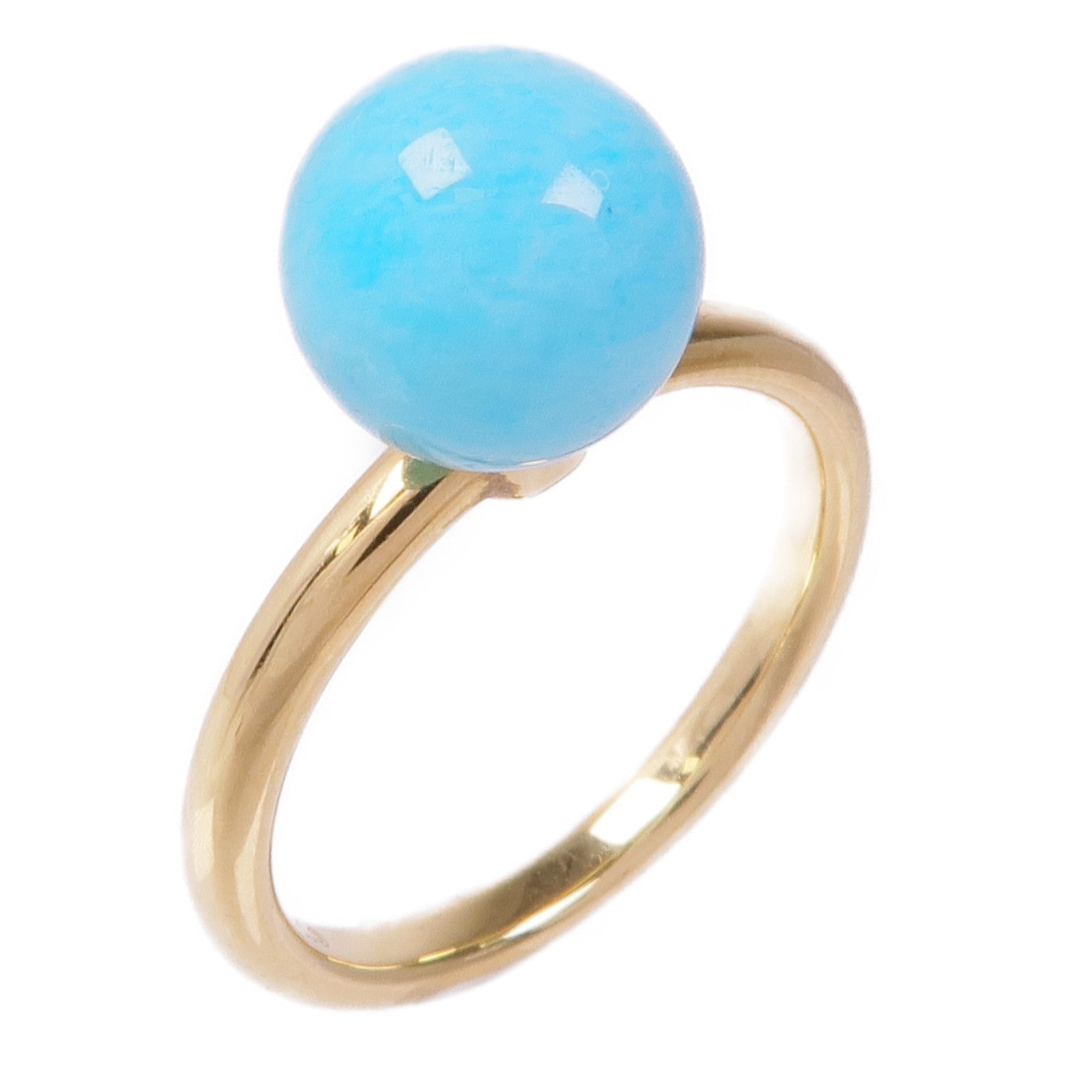 TIFFANY＆CO 18K黃金Amazonite Ring天河石戒指US#4