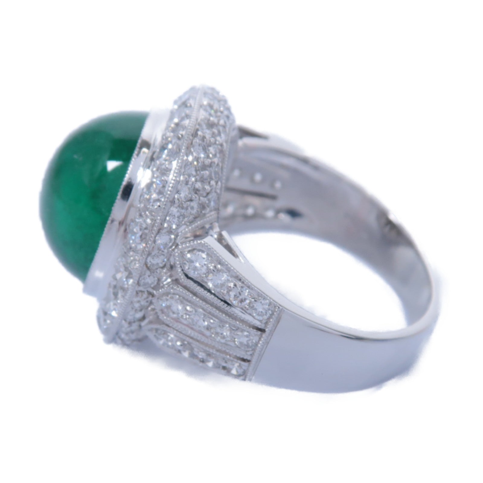 JEWELRY 【激減優惠】PT900鉑金Emerald Ring綠寶石戒指US#6.5