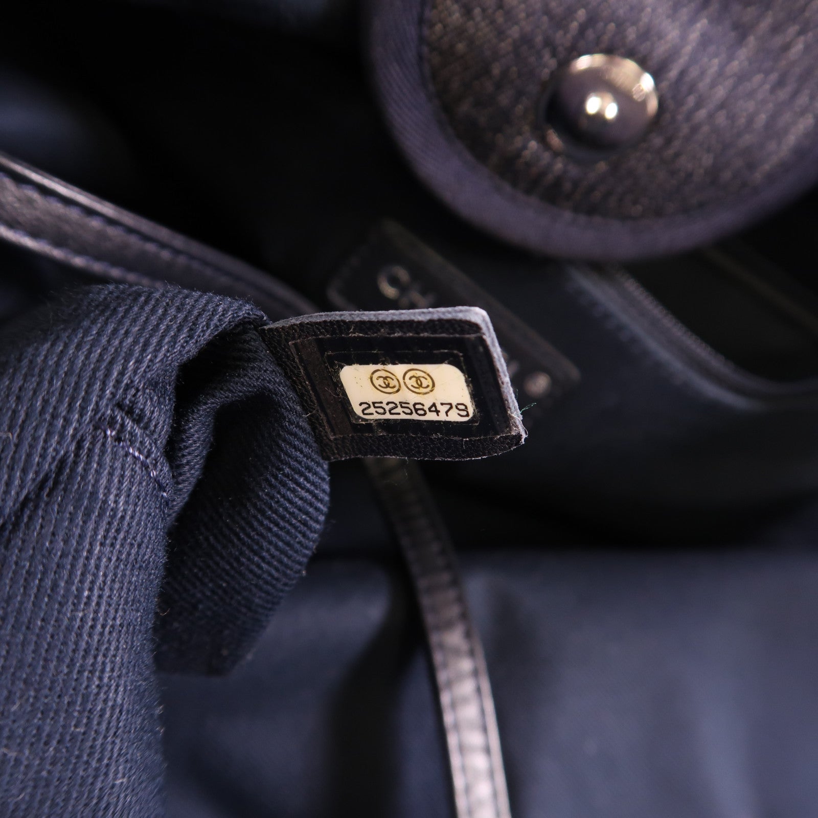 CHANEL 帆布Deauville MM銀扣鏈帶手挽肩背兩用袋