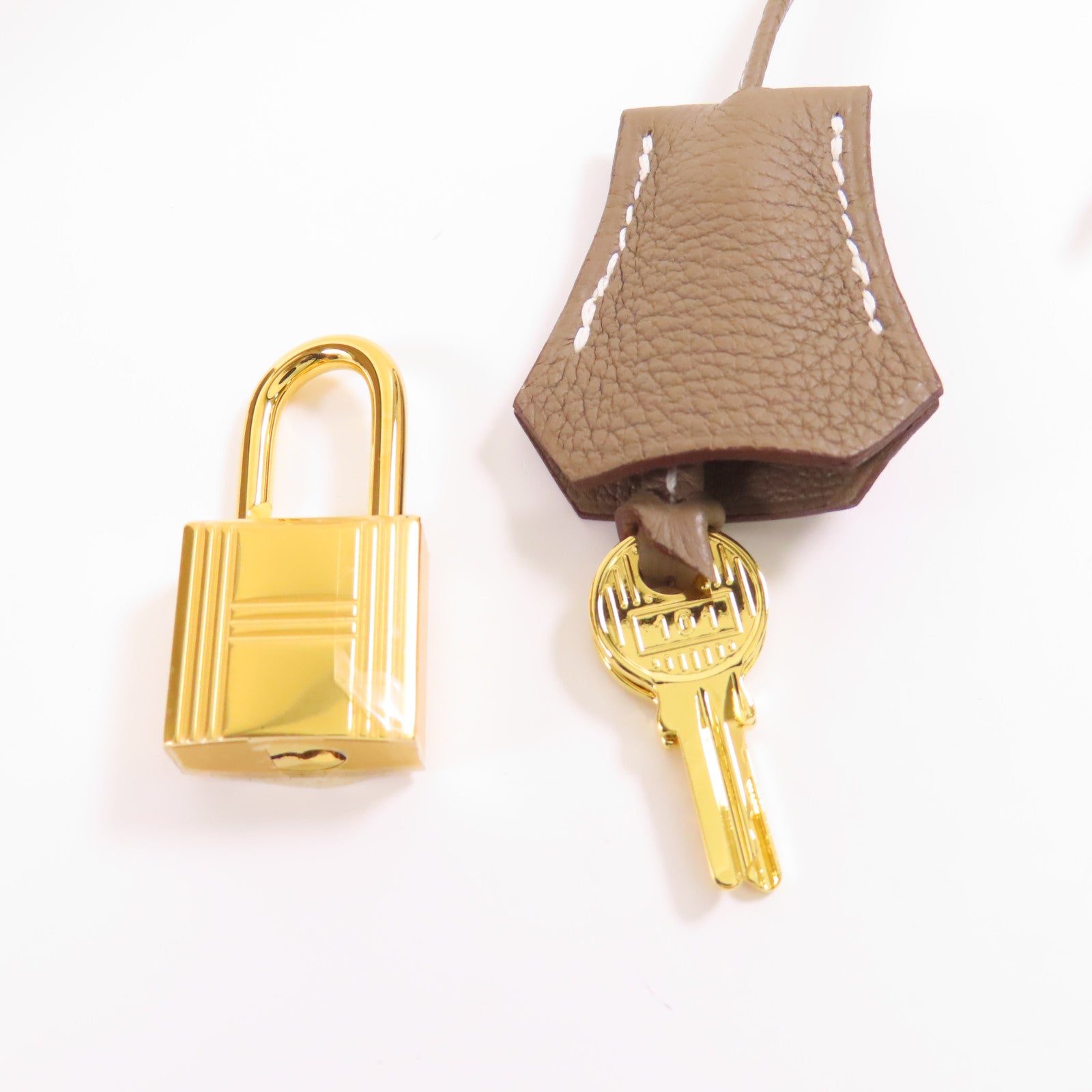 HERMES Clemence皮革Birkin 25金扣手挽袋18 Etoupe