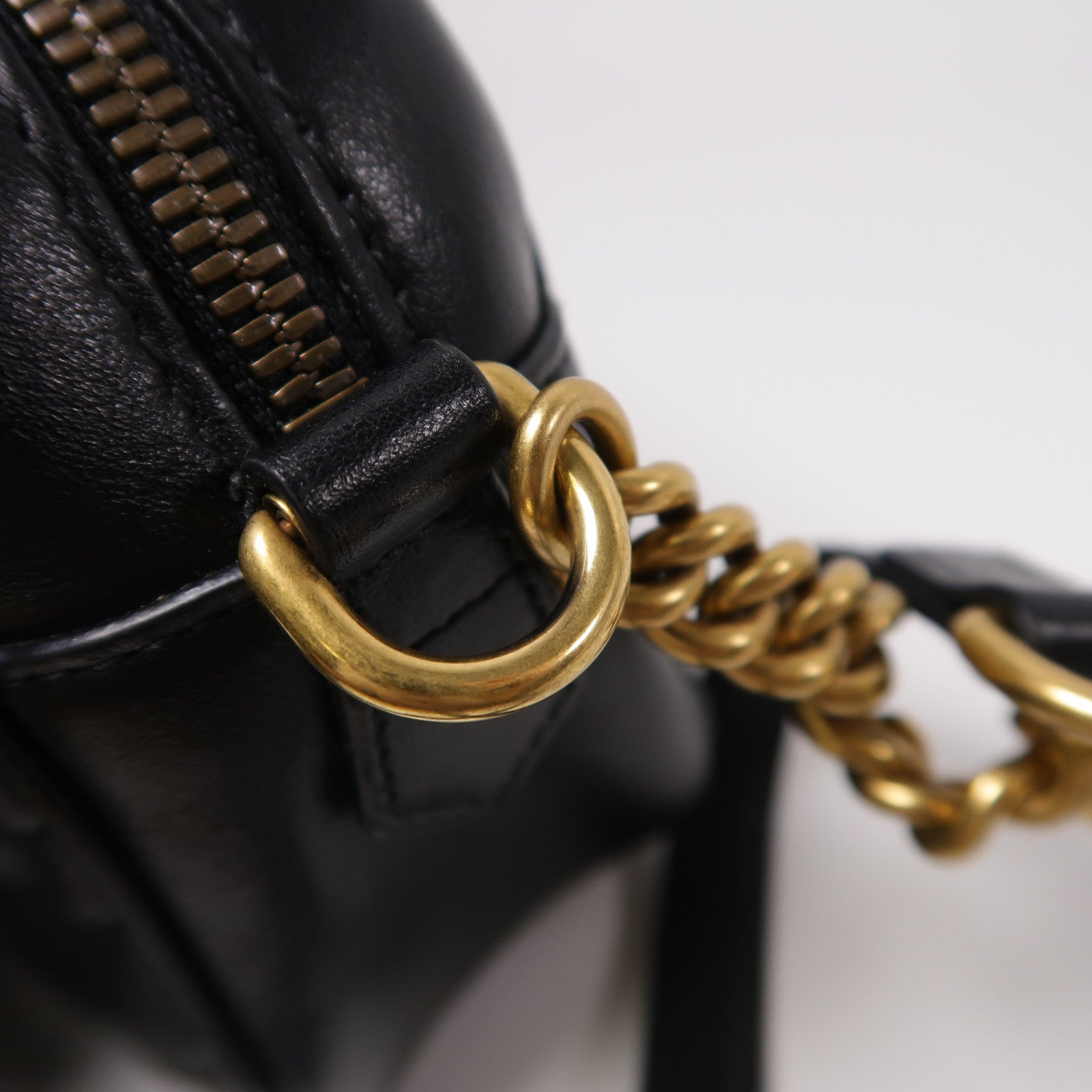 GUCCI 牛皮皮革GG Marmont Chain Shoulder Bag金扣肩背袋黑色