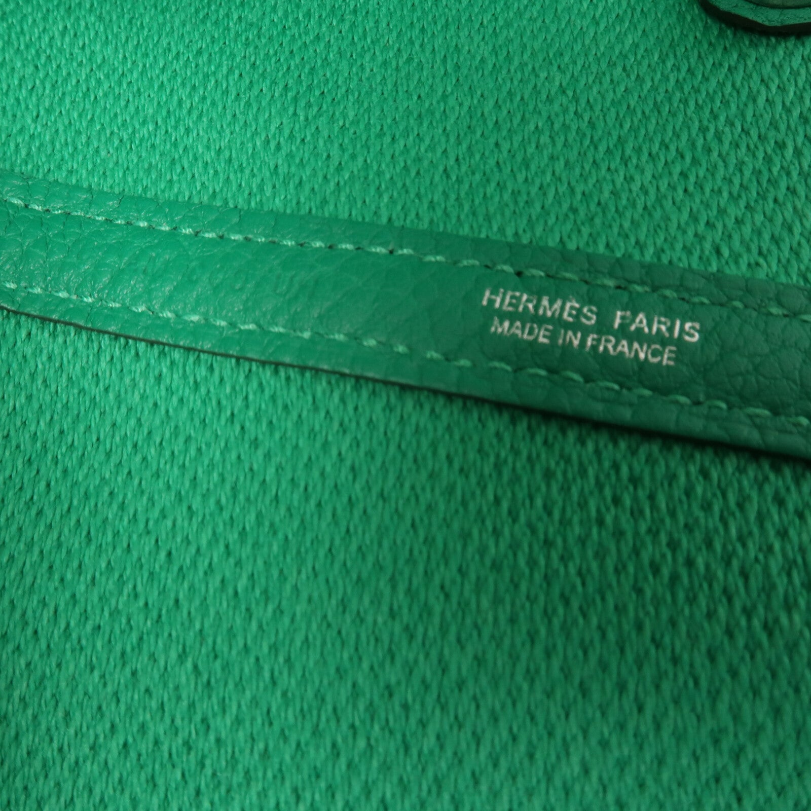 HERMES Negonda皮革/Canvas Garden Party PM手挽袋Menthe