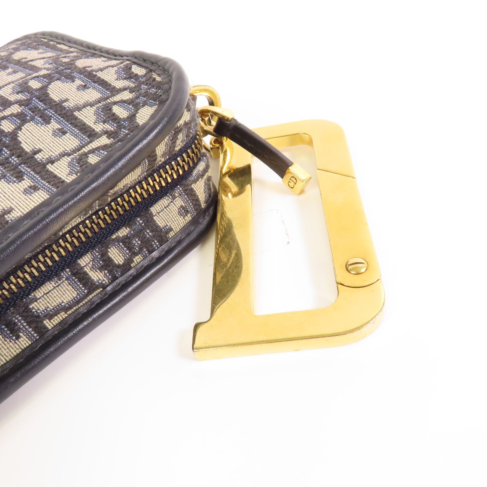 Dior 帆布Pouch金扣手拿包藍色
