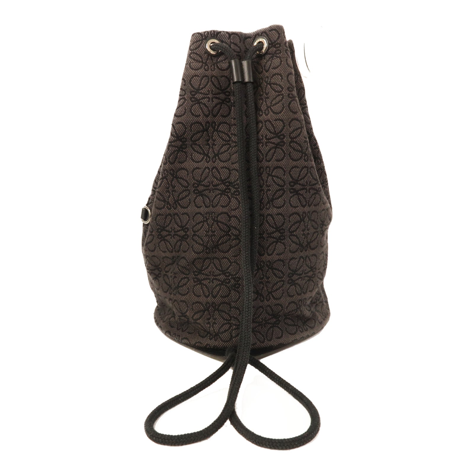 LOEWE 帆布Bolso Balloon銀扣背包黑色