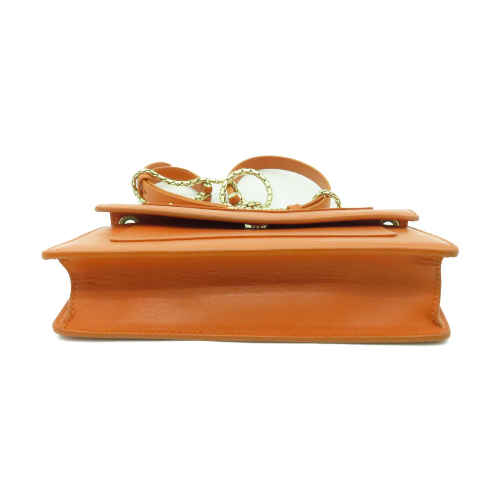 BVLGARI 【清倉大減價】牛皮皮革Chain Shoulder金扣鏈帶肩背袋橙色