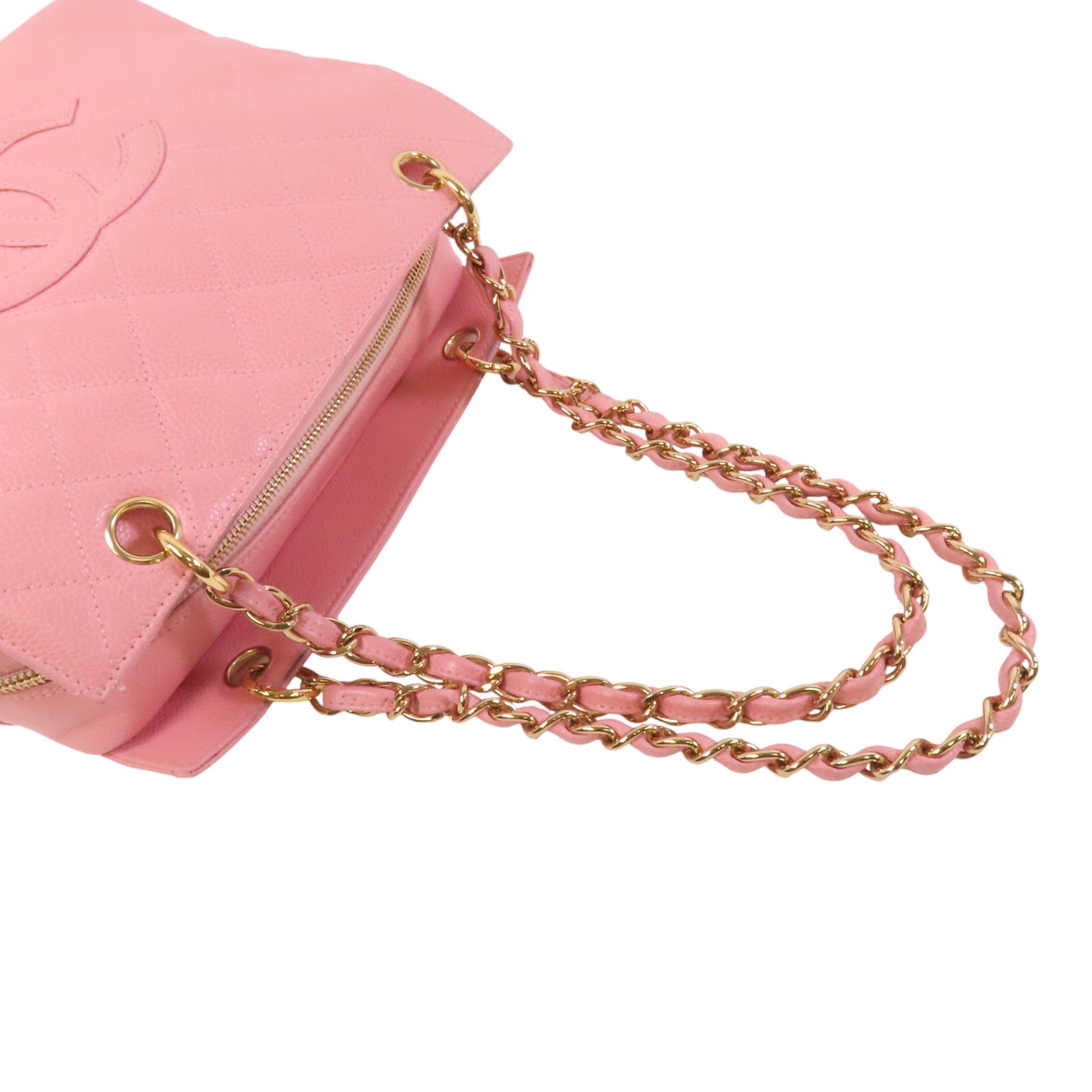 CHANEL 牛皮皮革Petite Timeless Tote Bag金扣鏈帶肩背袋