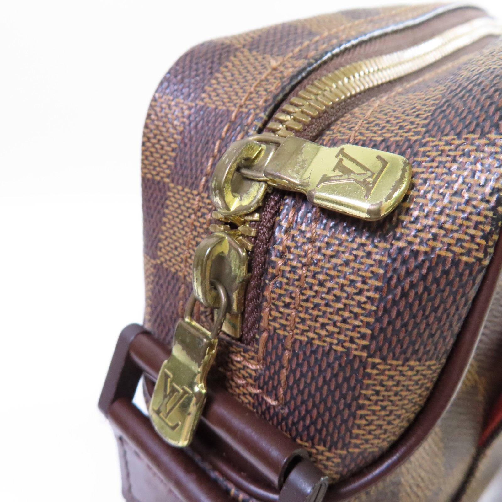 LOUIS VUITTON Damier Ebene Olav PM Shoulder Bag金扣肩背袋啡色