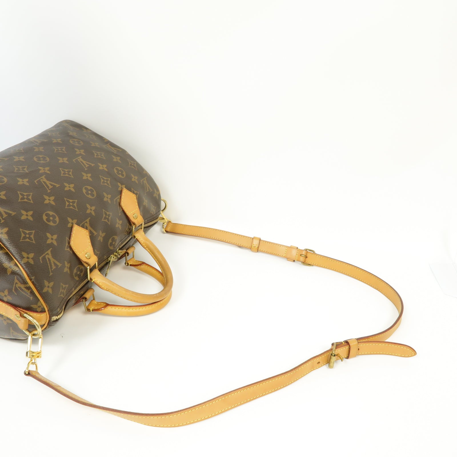 LOUIS VUITTON Monogram Speedy Bandouliere 30金扣手挽肩背兩用袋棕色