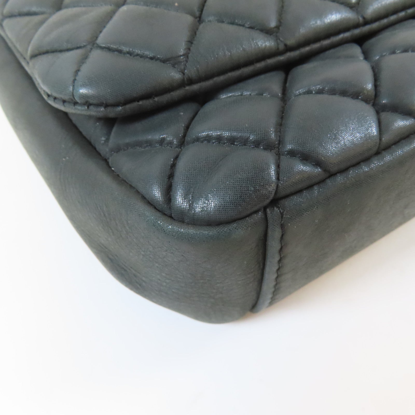 CHANEL 【激減優惠】菱格牛皮皮革Chain Shoulder Bag銀扣鏈帶肩背袋灰色