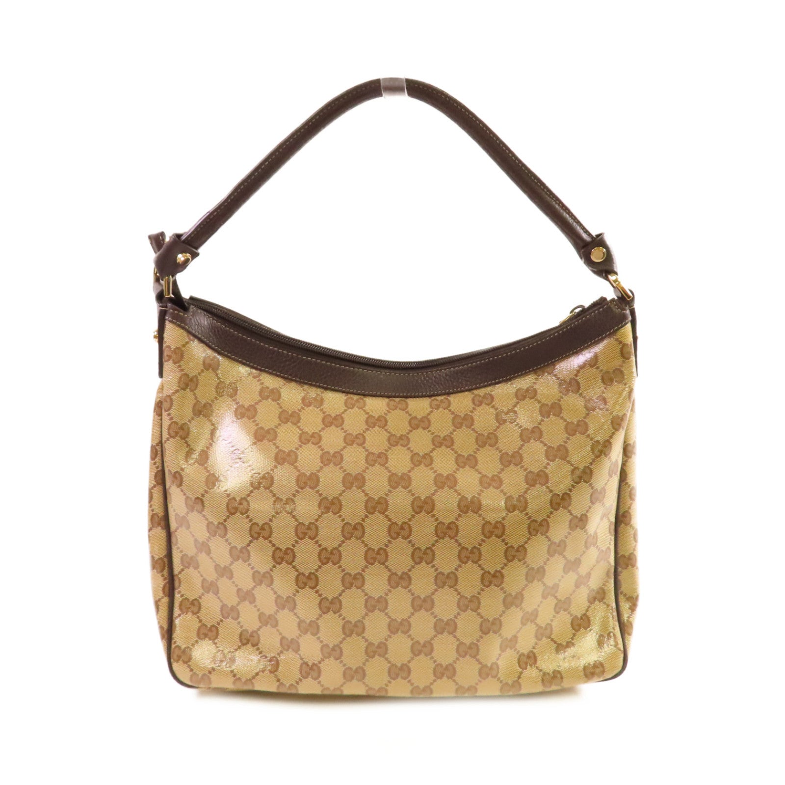GUCCI 【激減優惠】塗層帆布Abbey Pocket Hobo金扣肩背袋啡色