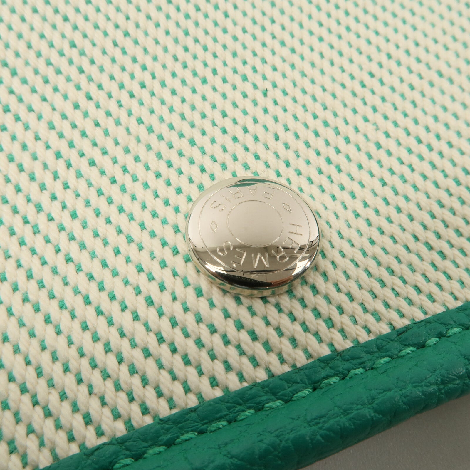 HERMES Negonda皮革/Canvas Garden Party PM手挽袋Menthe