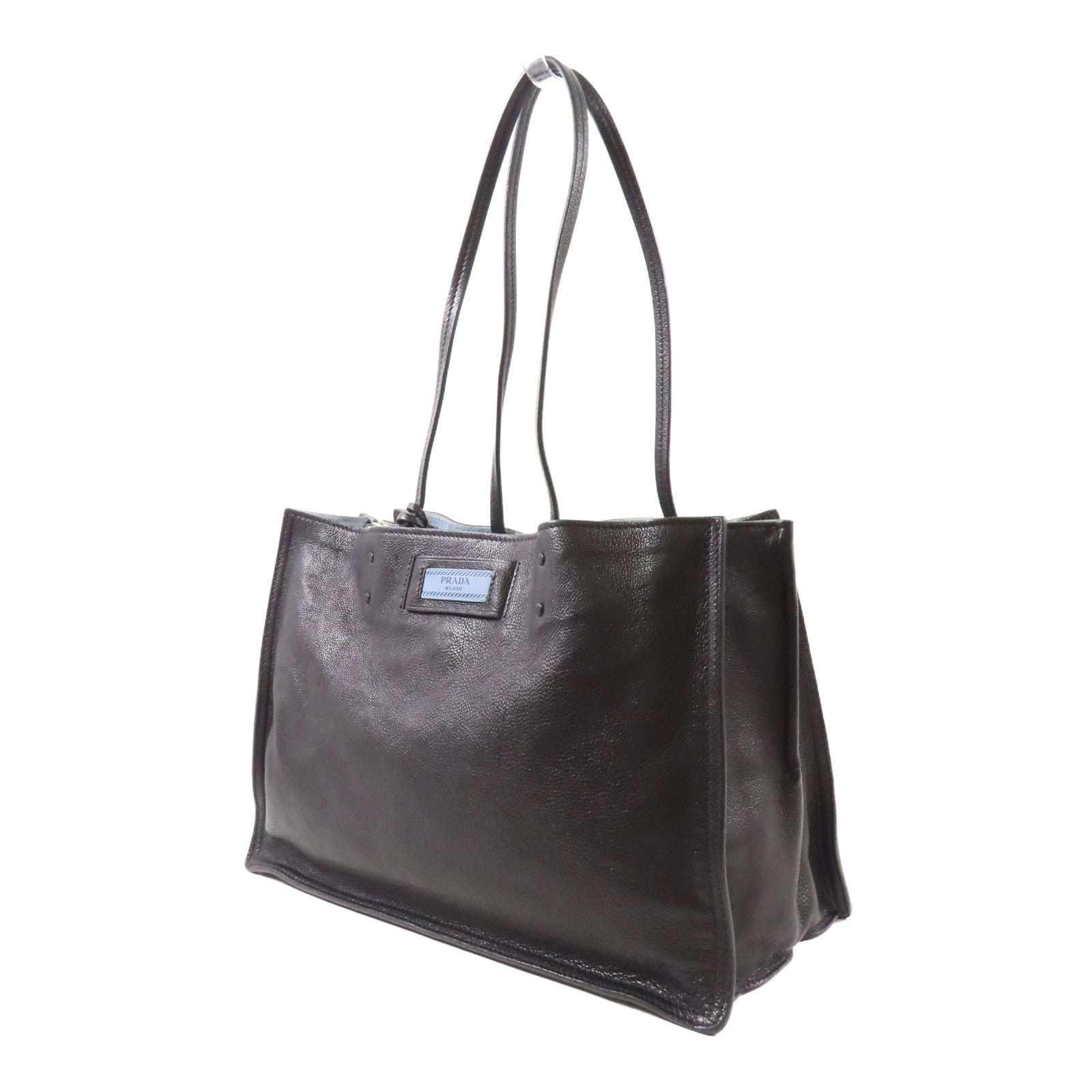 PRADA Glace Calf牛皮皮革/麂皮皮革Tote Bag銀扣肩背袋