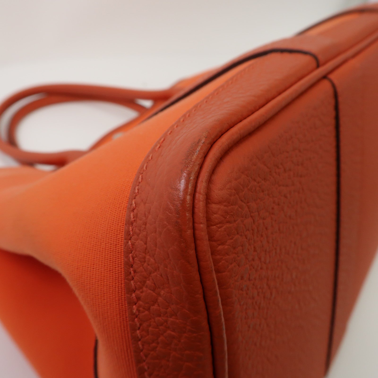 HERMES 【激減優惠】Toile H帆布Garden Party 42cm銀扣手挽袋橙色