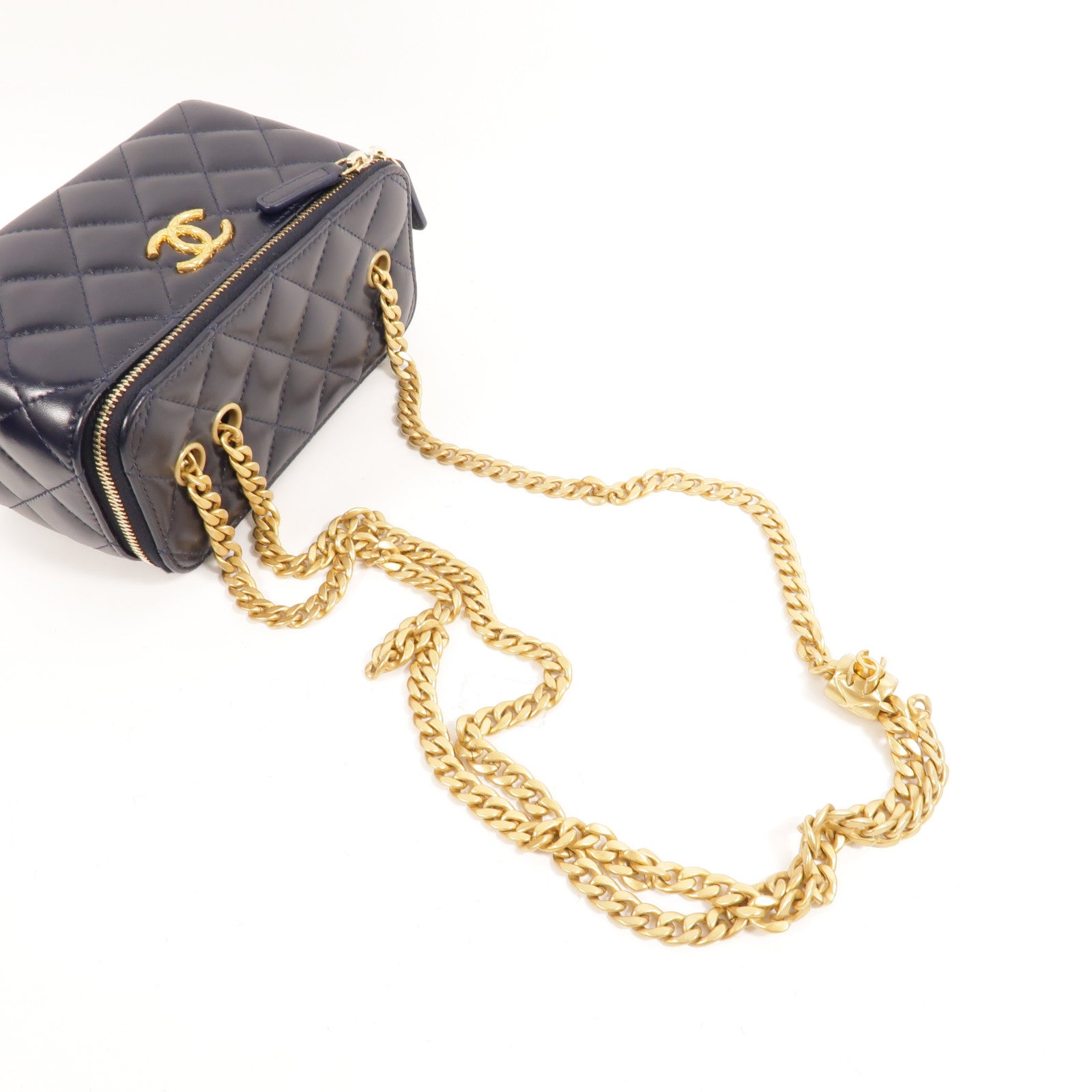 CHANEL 羊皮皮革Vanity Case鏈帶肩背袋